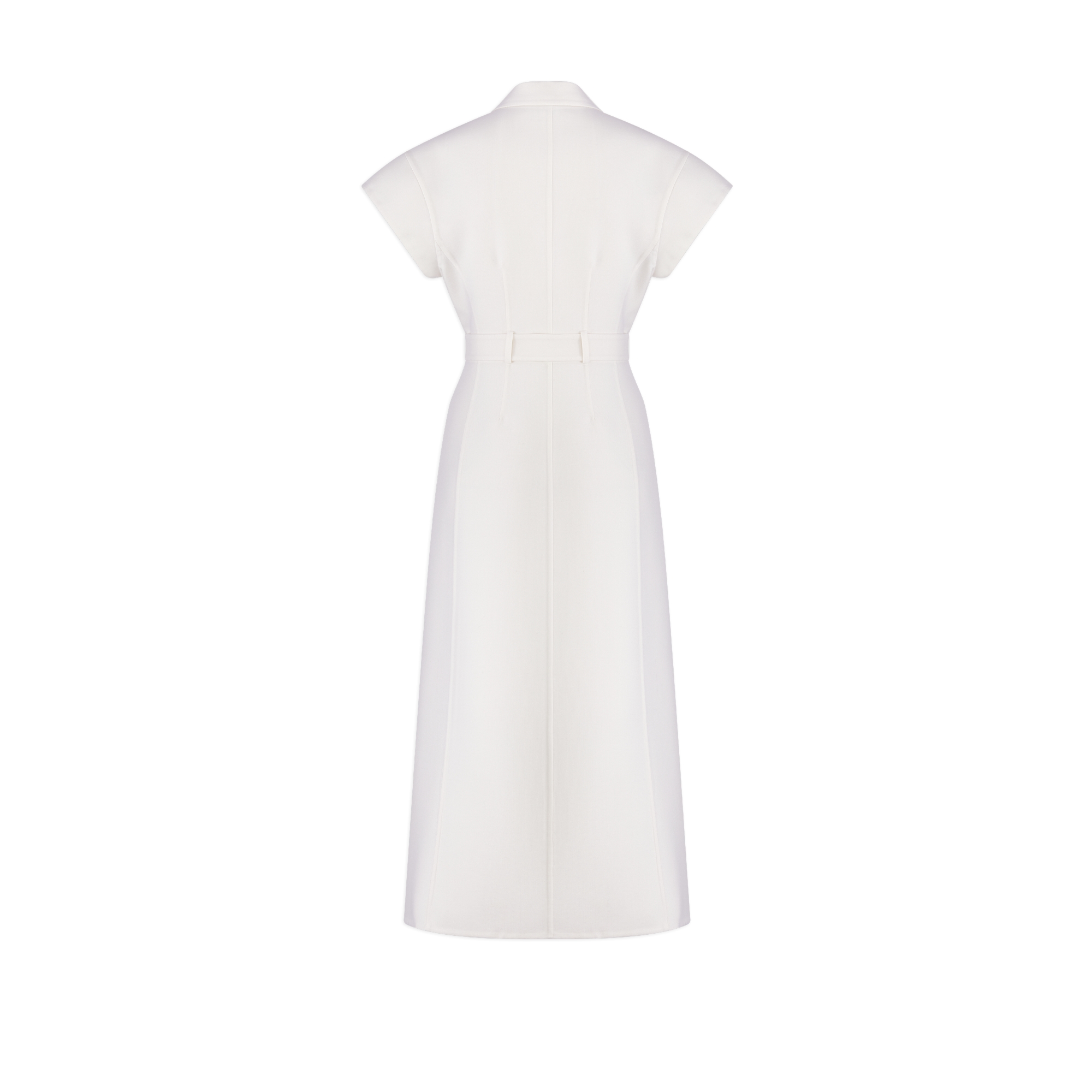 Midi-Hemdkleid mit Gürtel Schurwolle und Seidengabardine in Ecru E08