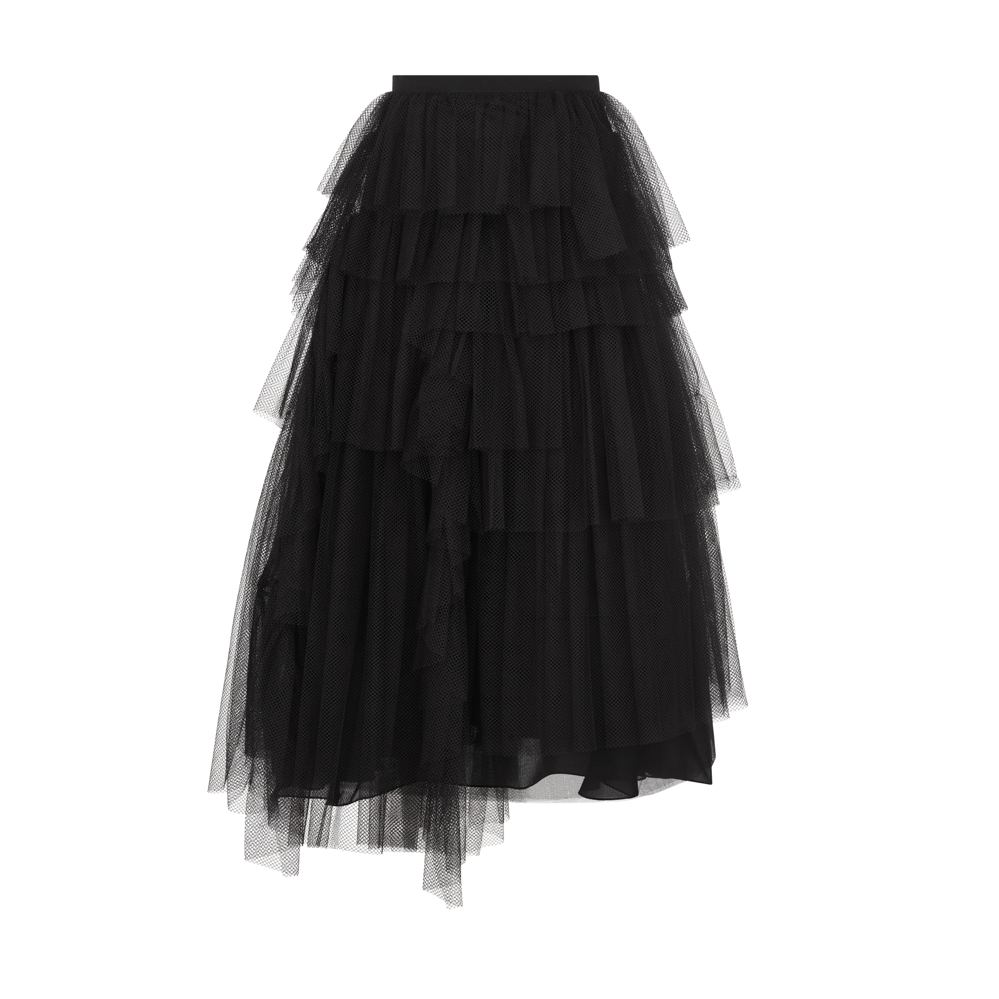 Mid-Length Asymmetric Ruffled Skirt