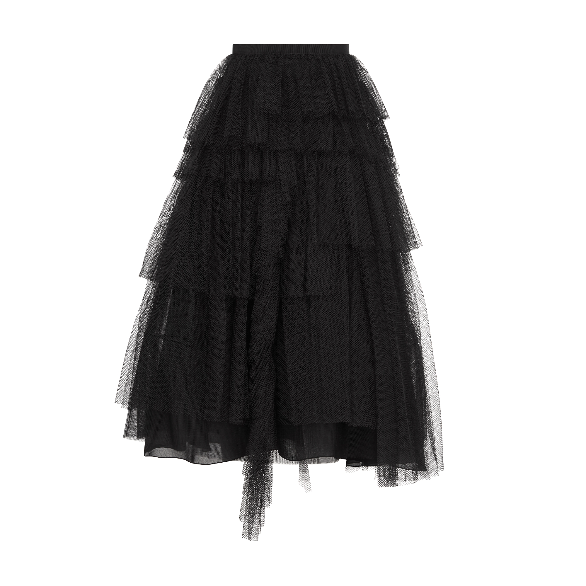 Mid-Length Asymmetric Ruffled Skirt