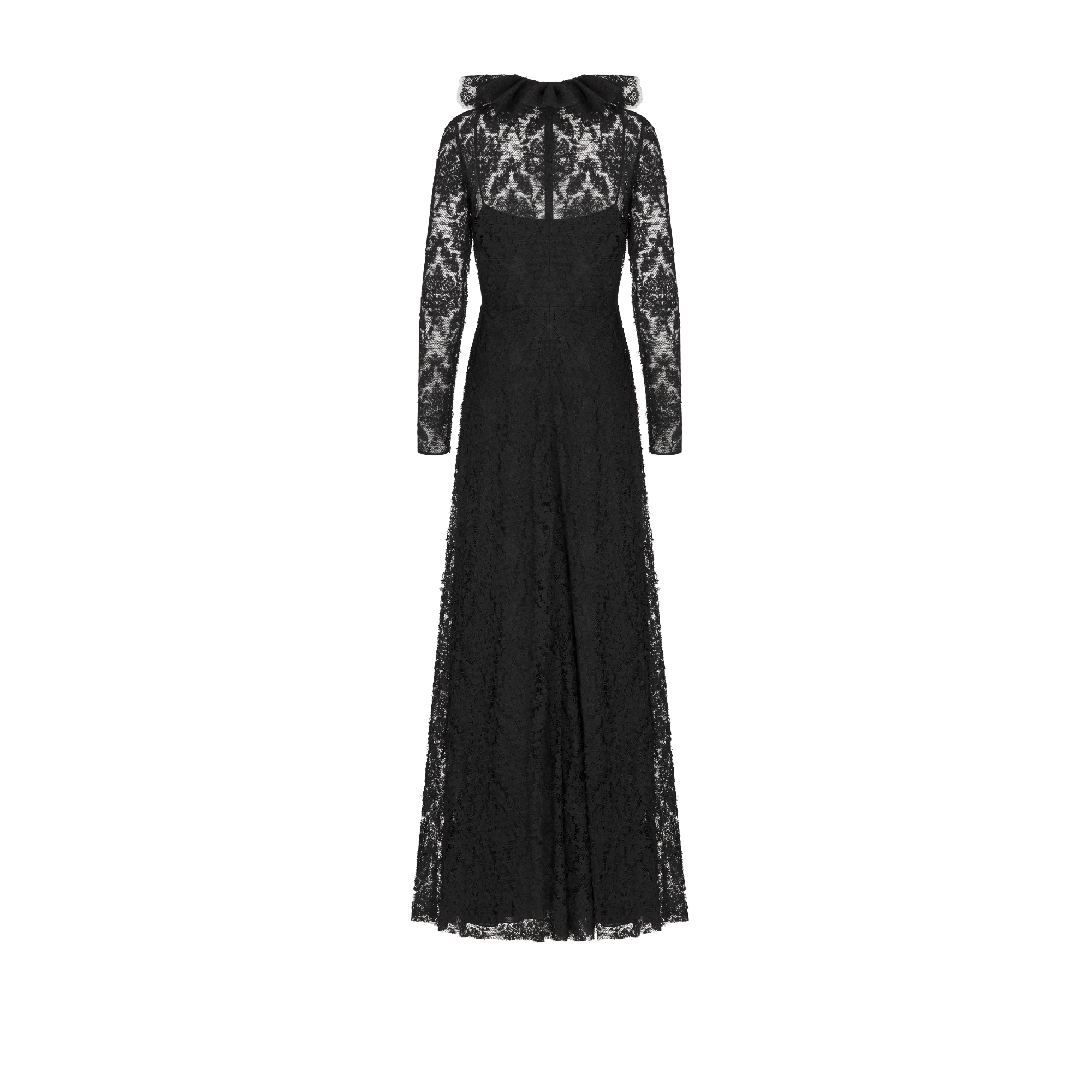 Long Dress with Removable Ruff Collar