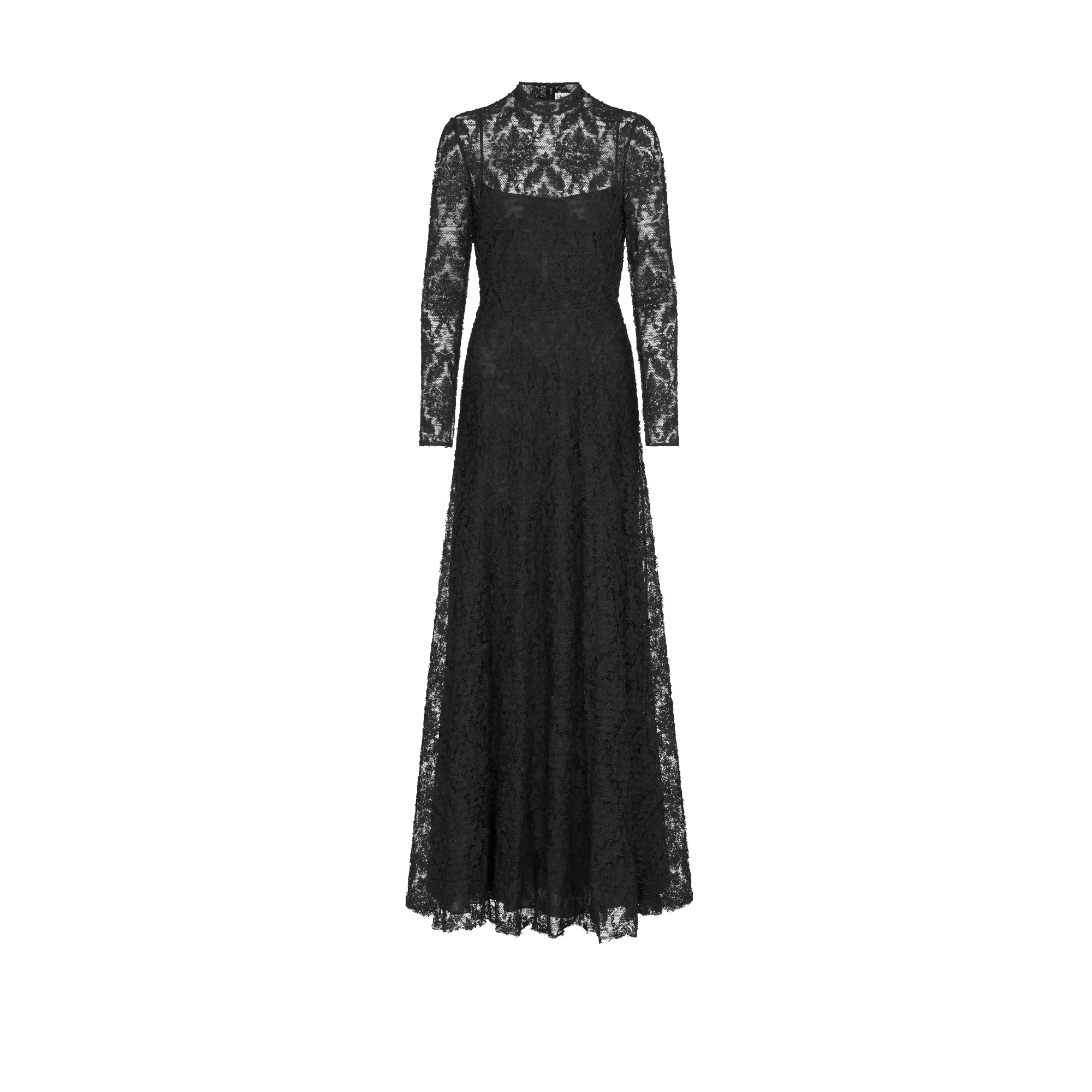 Long Dress with Removable Ruff Collar