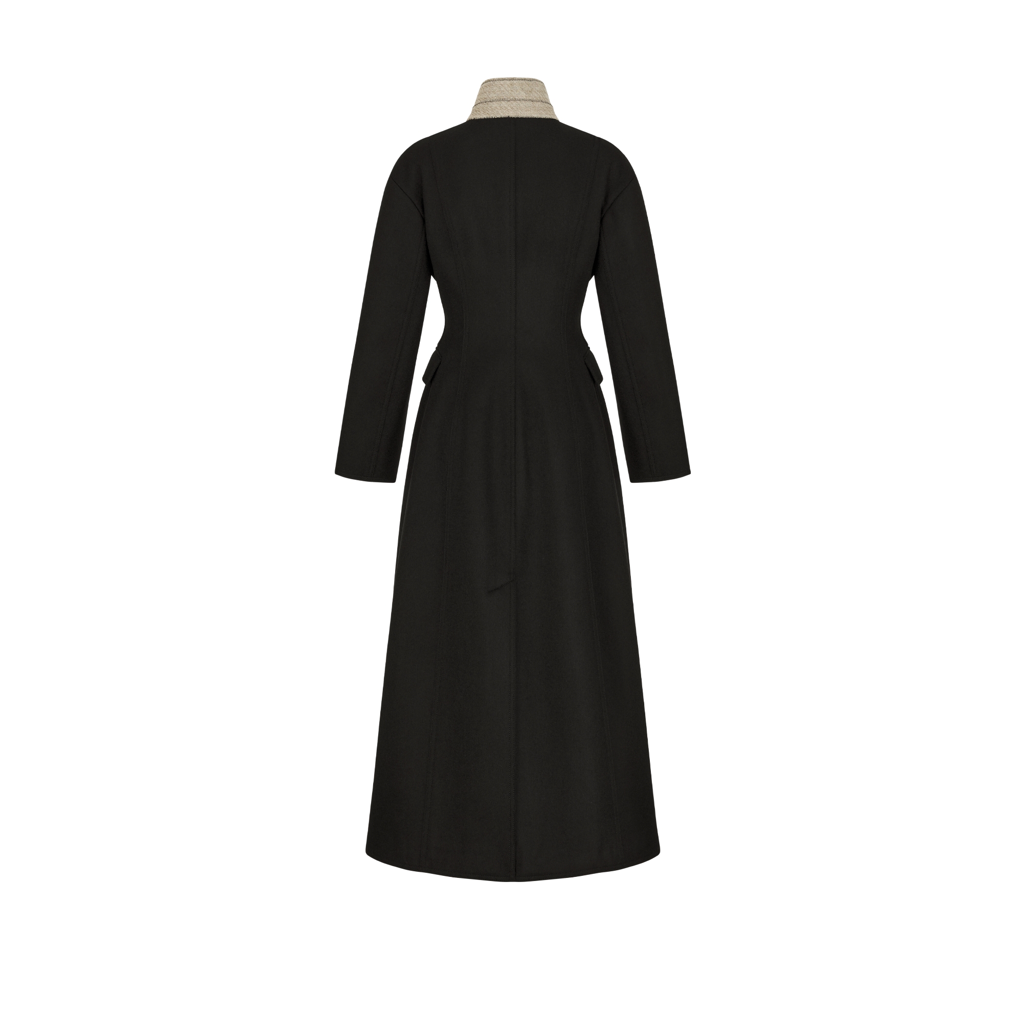 Coat with Removable Ruched Collar and Integrated Bustier