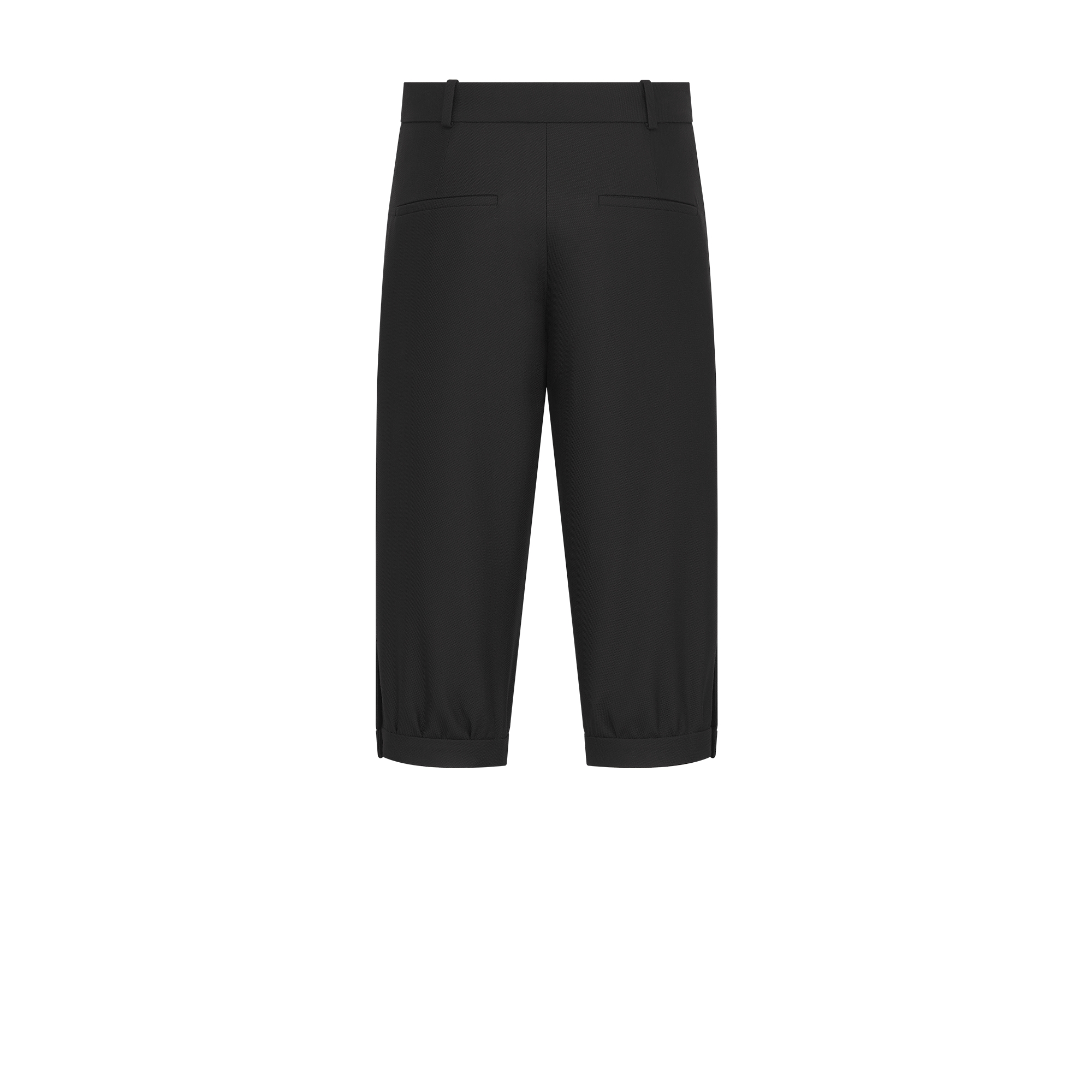 Bermuda Shorts Black Virgin Wool and Silk Grain de Poudre E08