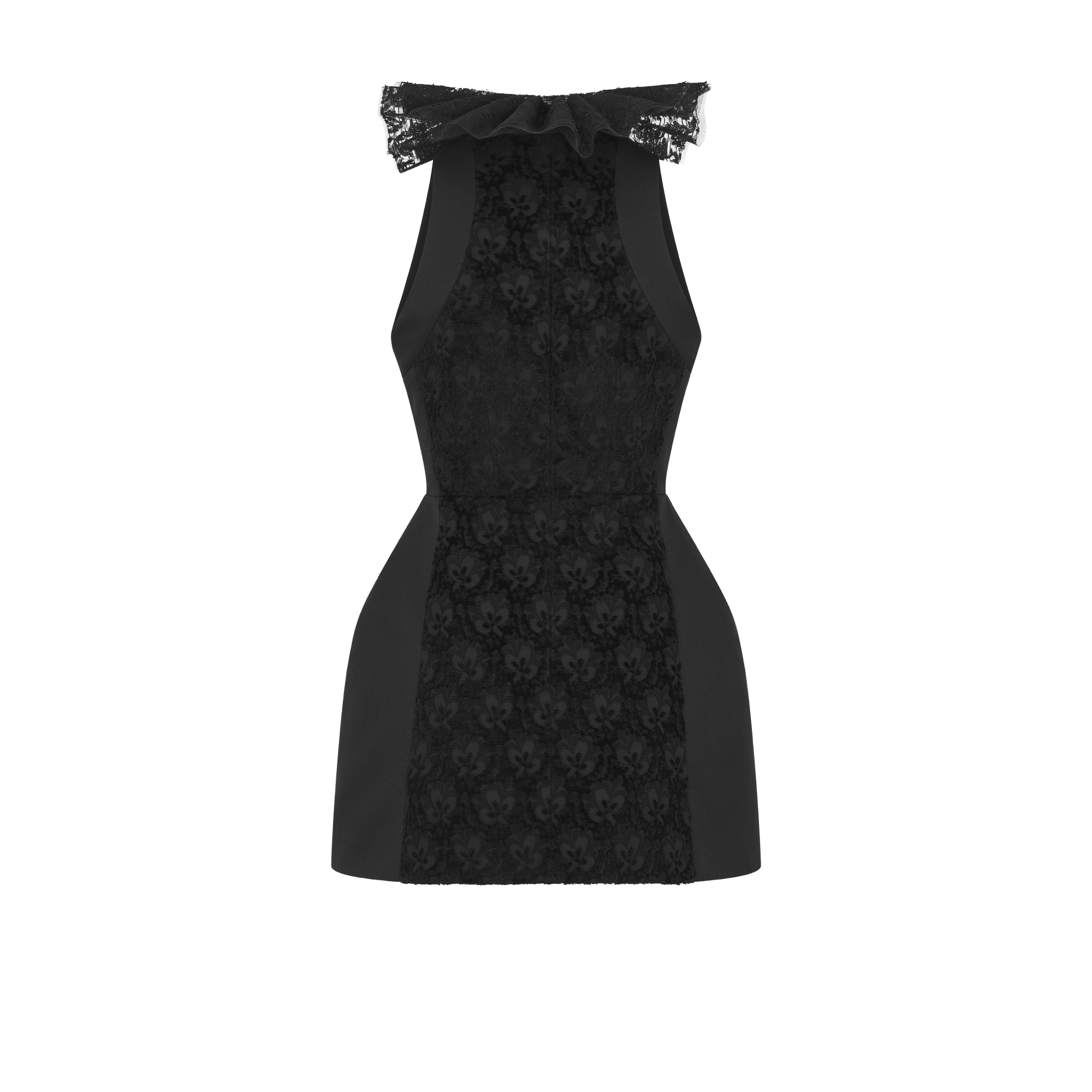 Short Dress Black Silk-Cotton Jacquard Velvet with Dior Ornemental Motif E08