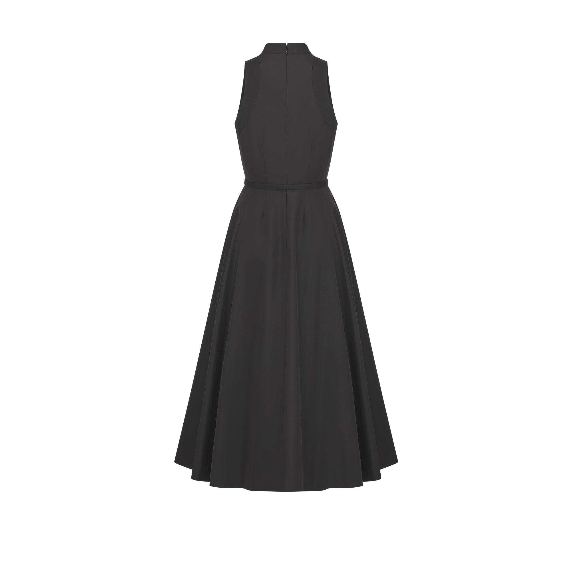 ベルト付き フレア ミディドレス シルクファイユ E08