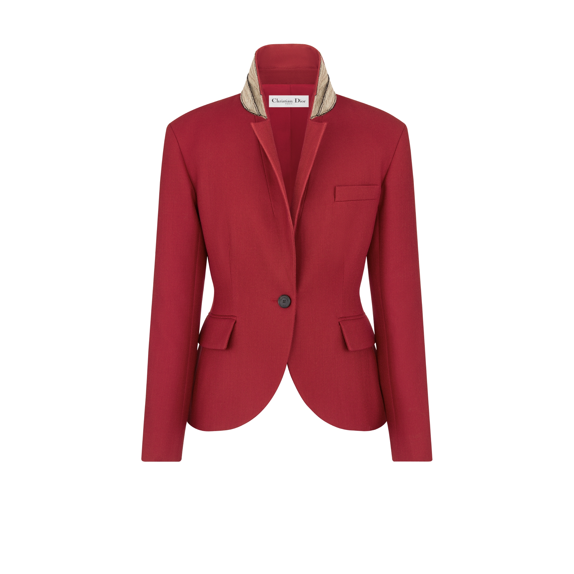 クリスチャンディオール ノーカラージャケット 金ボタン ネイビー L □ Christian Dior ディオール □ ノーカラー ウール ジャケット