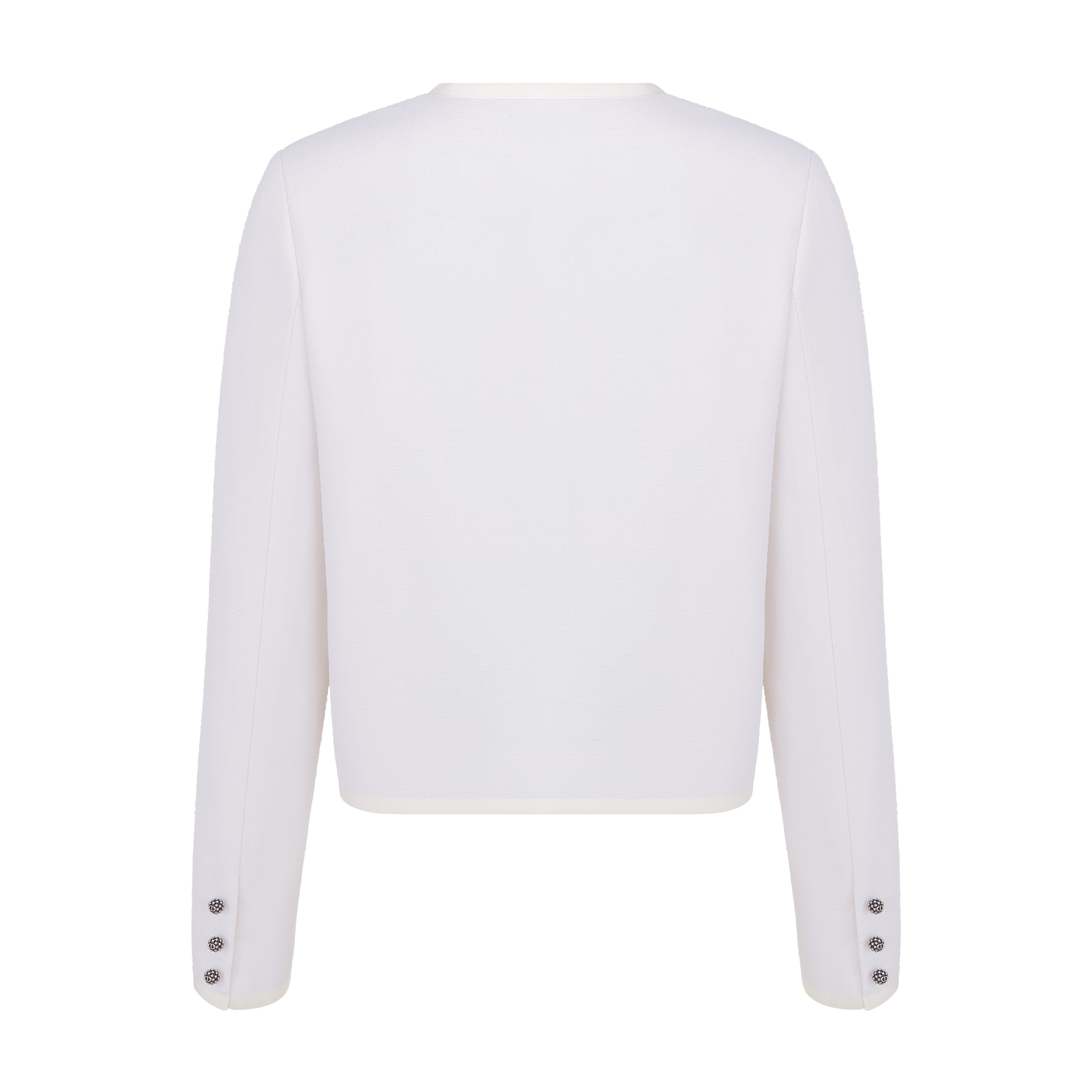 Cropped Jacket Ecru Virgin Wool-Cotton-Blend Bouclé E08