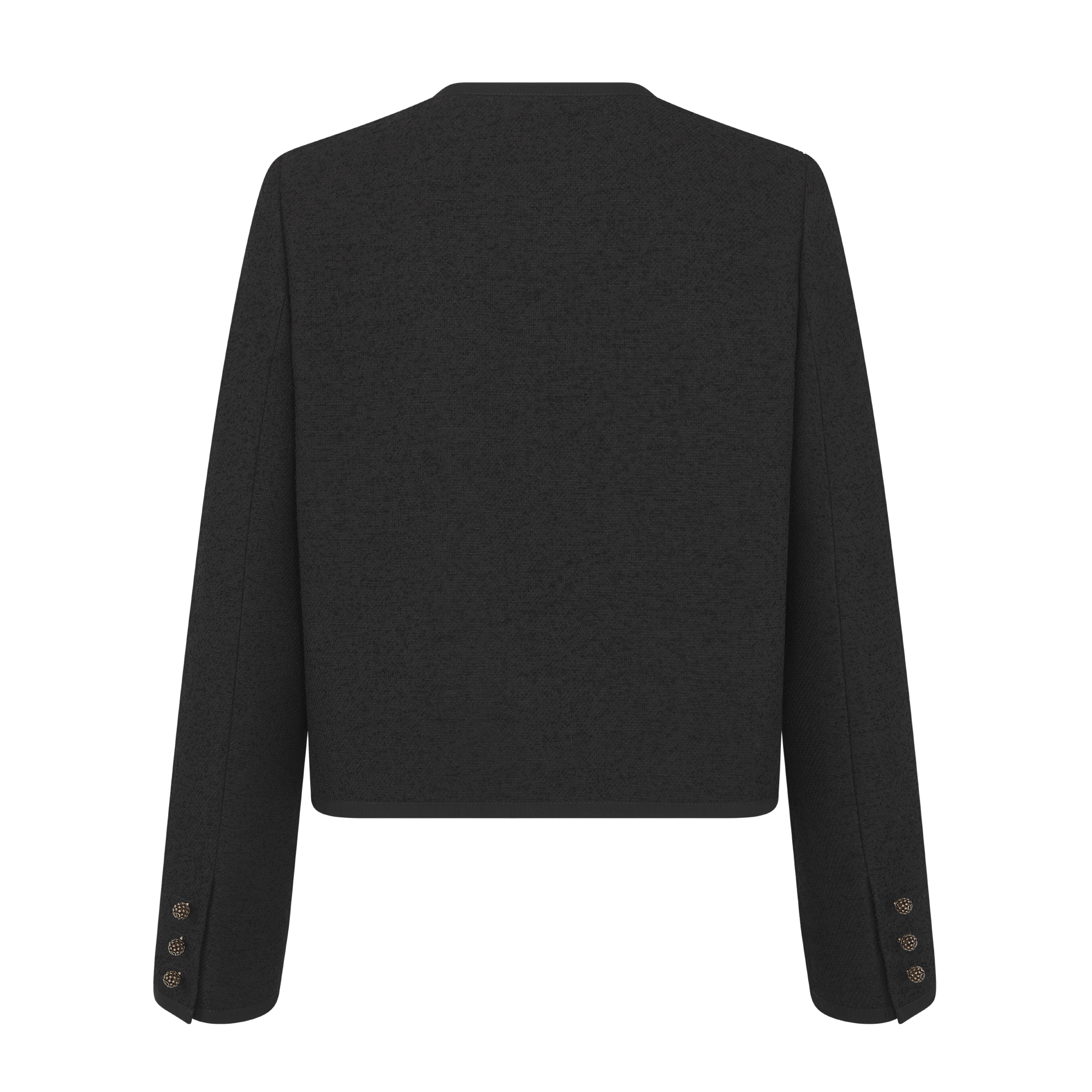 Jacke im Cropped-Stil Bouclé aus Schur- und Baumwollmischung in Schwarz E08