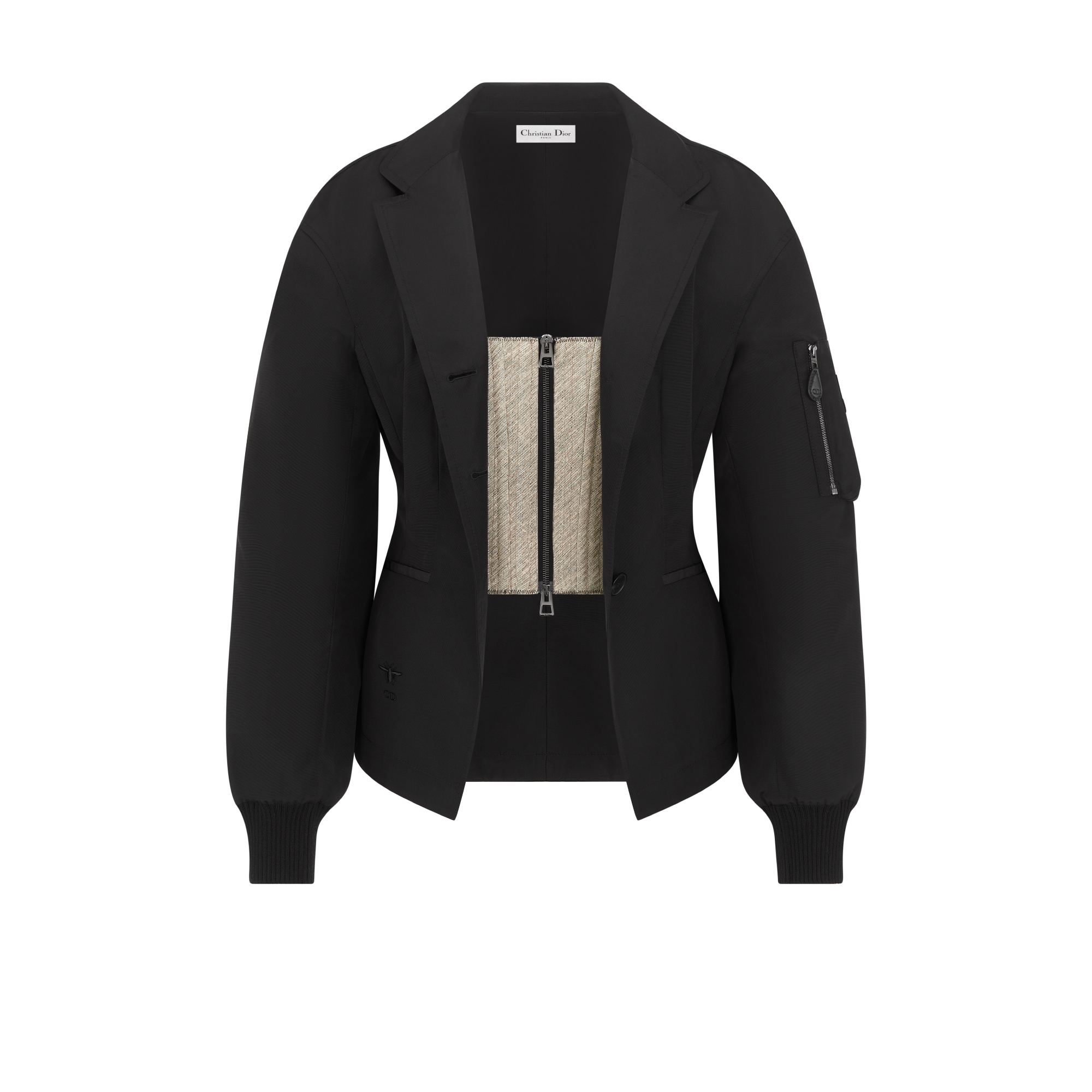 k Dior ジャケット ウール シルク ブラック フード付き Christian Dior