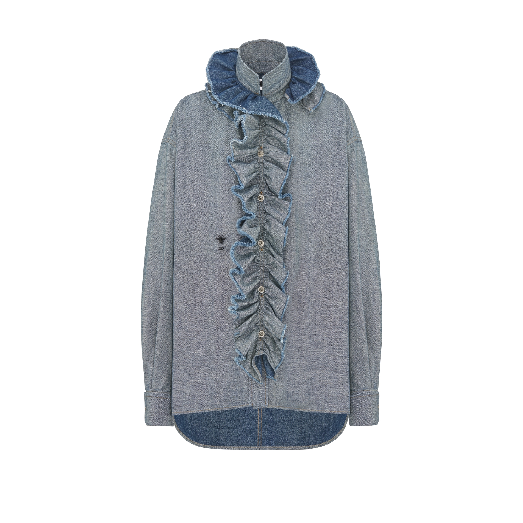 Blouse with Removable Ruched Collar