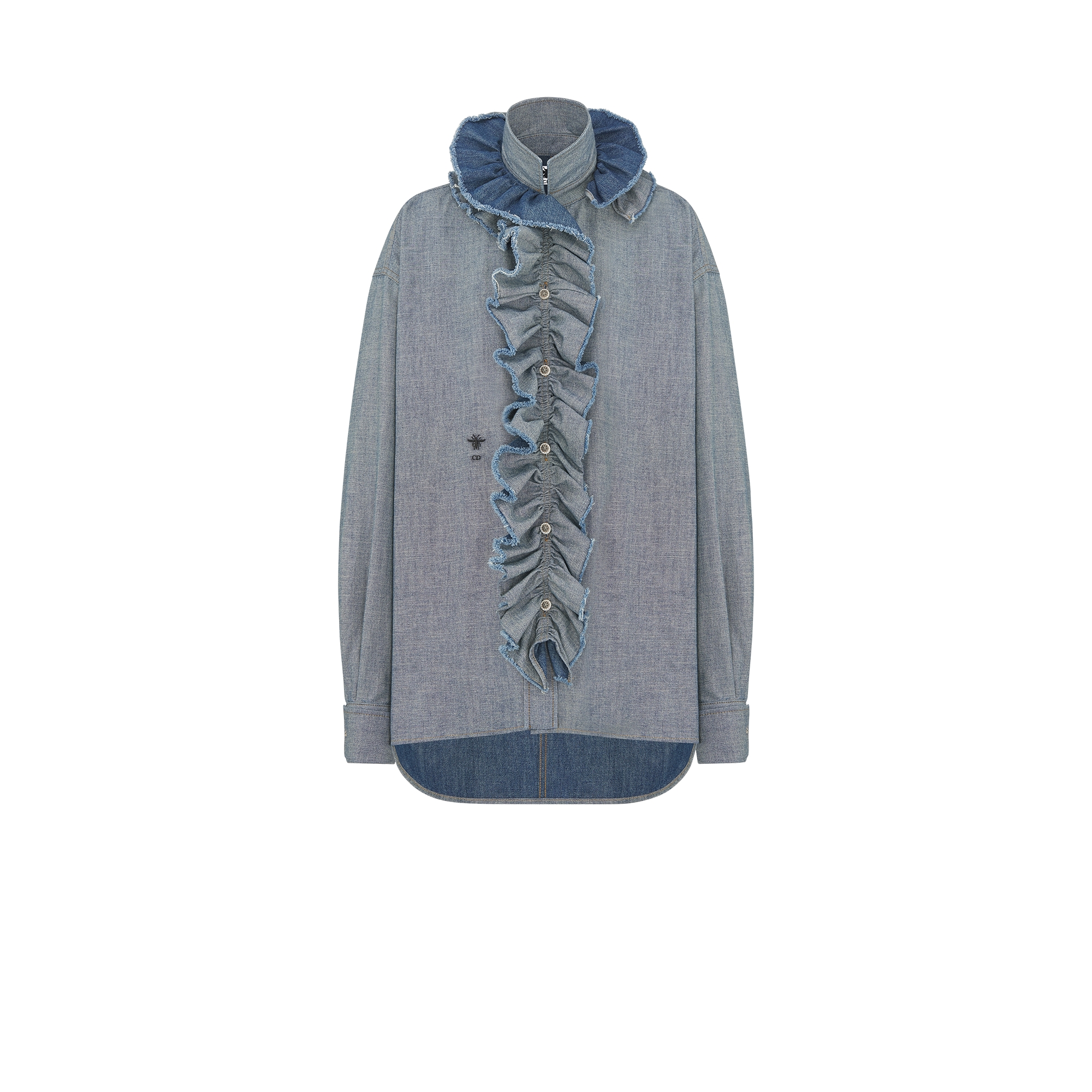 Blouse with Removable Ruched Collar