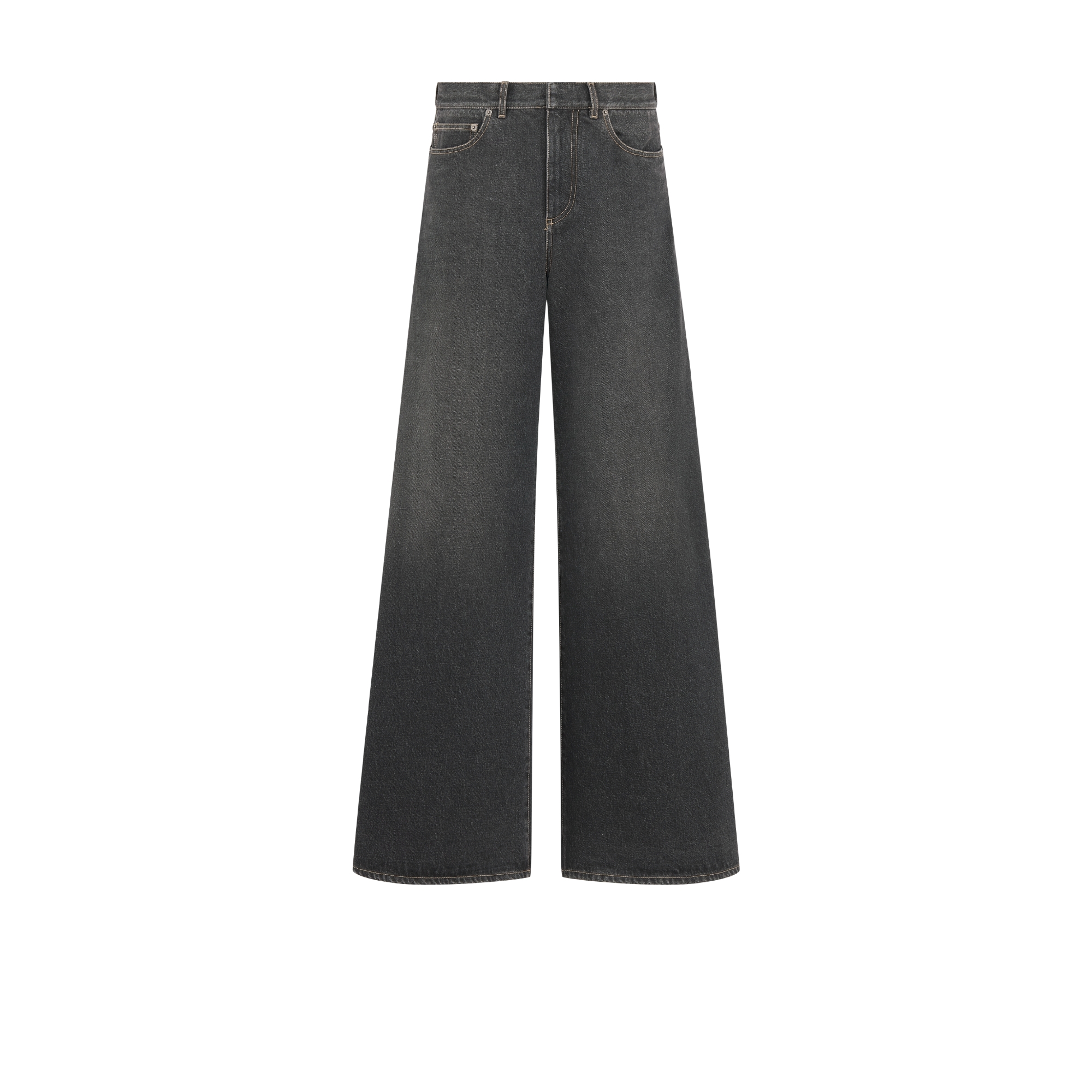 Flared Jeans Black Stonewashed Cotton Denim E01