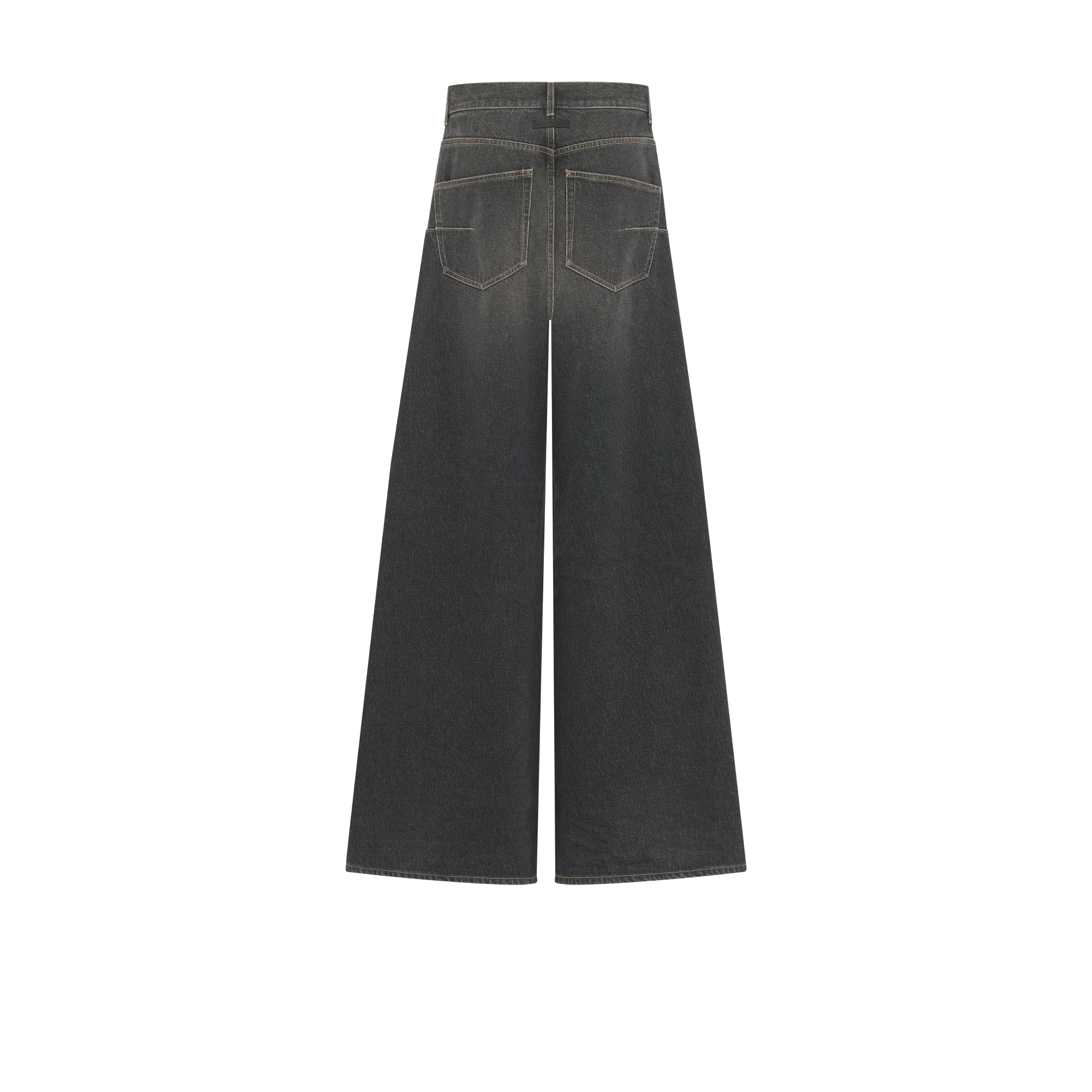 喇叭牛仔褲 黑色石洗棉質牛仔布 E08