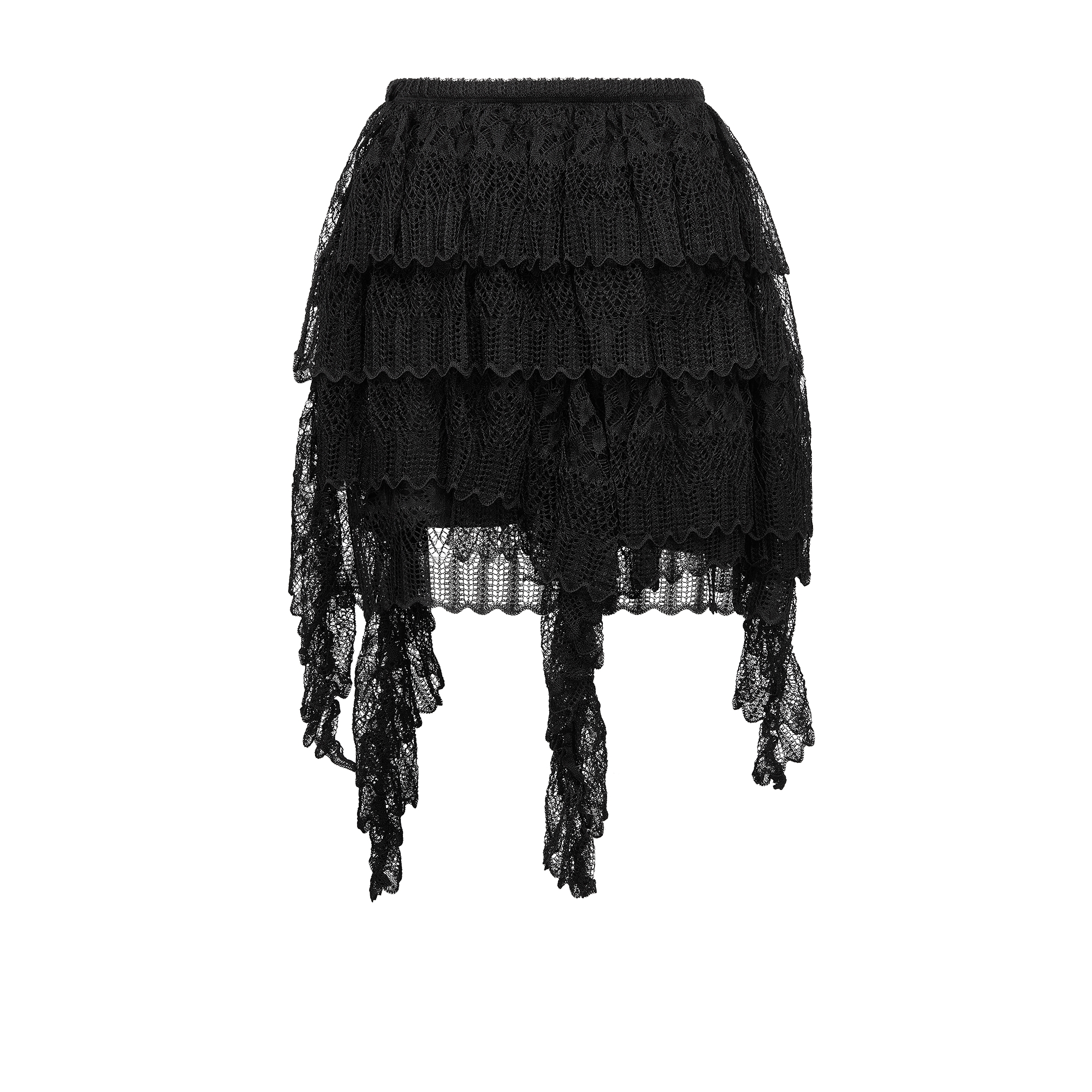 ラッフル ミニスカート リネン & シルク ブレンド ニット レース E08