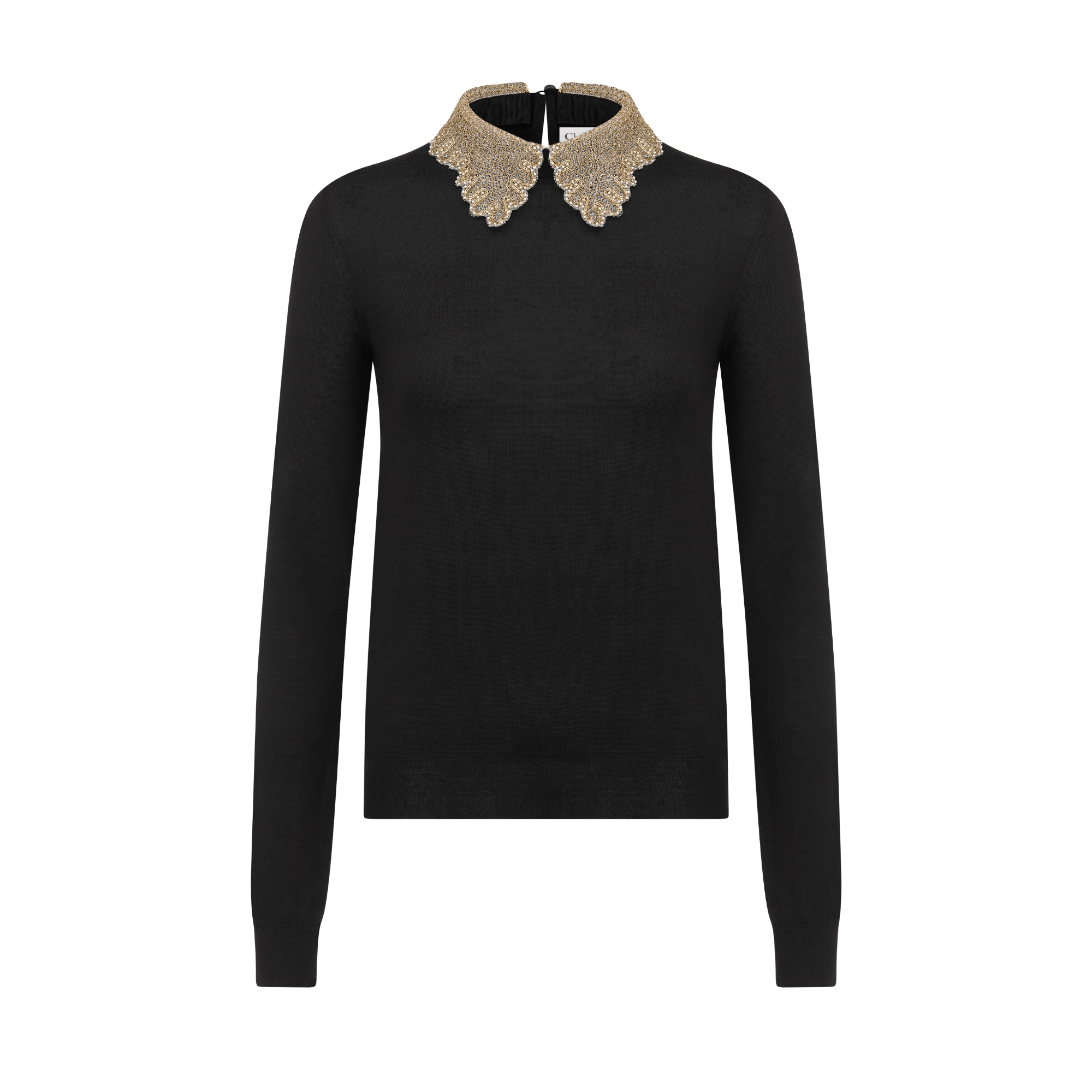 Sweater with Removable Embroidered Collar