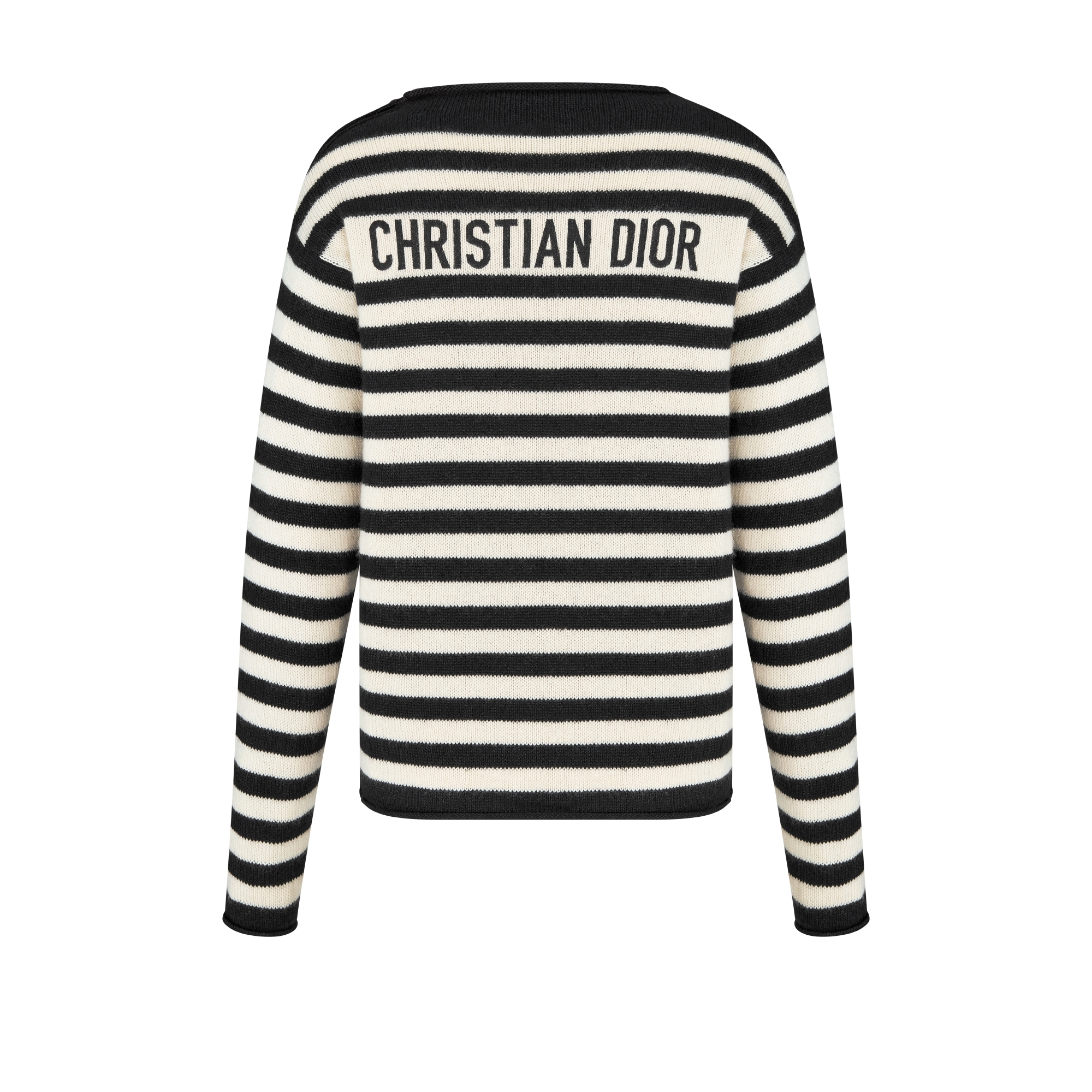 Dior Marinière Sweater Black and Ecru Cotton and Cashmere Knit E08