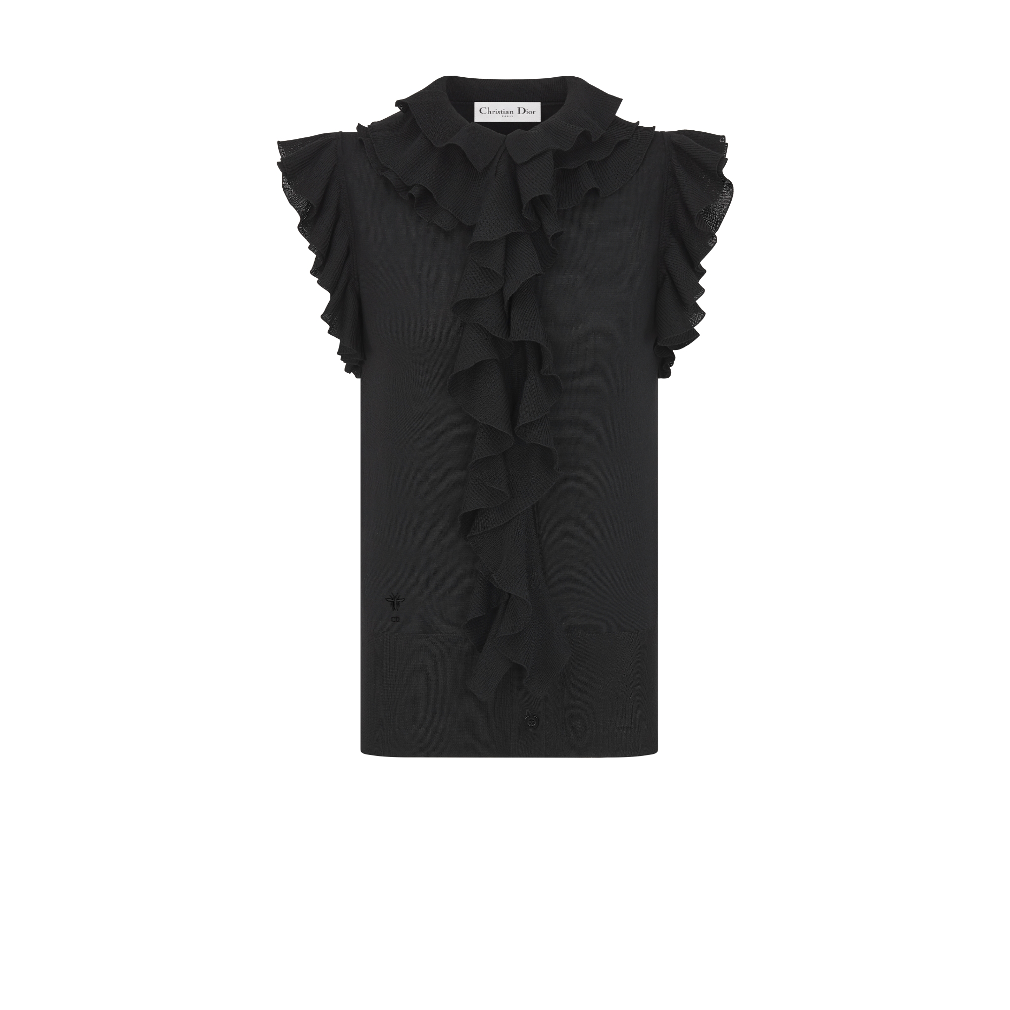 美品　クリスチャンディオール　カーディガン　金ボタン　CDロゴ　ノースリーブ　黒 美品 クリスチャンディオール カーディガン 金ボタン CDロゴ