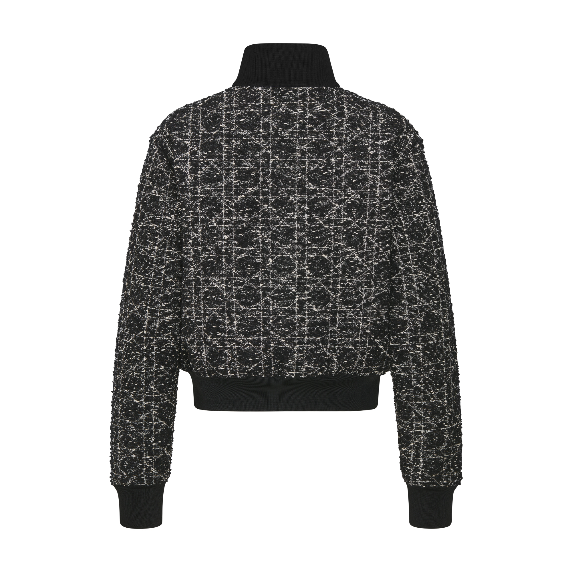 Macrocannage Bomberjacke Tweed aus Baumwollmischung in Schwarz und Weiß E08