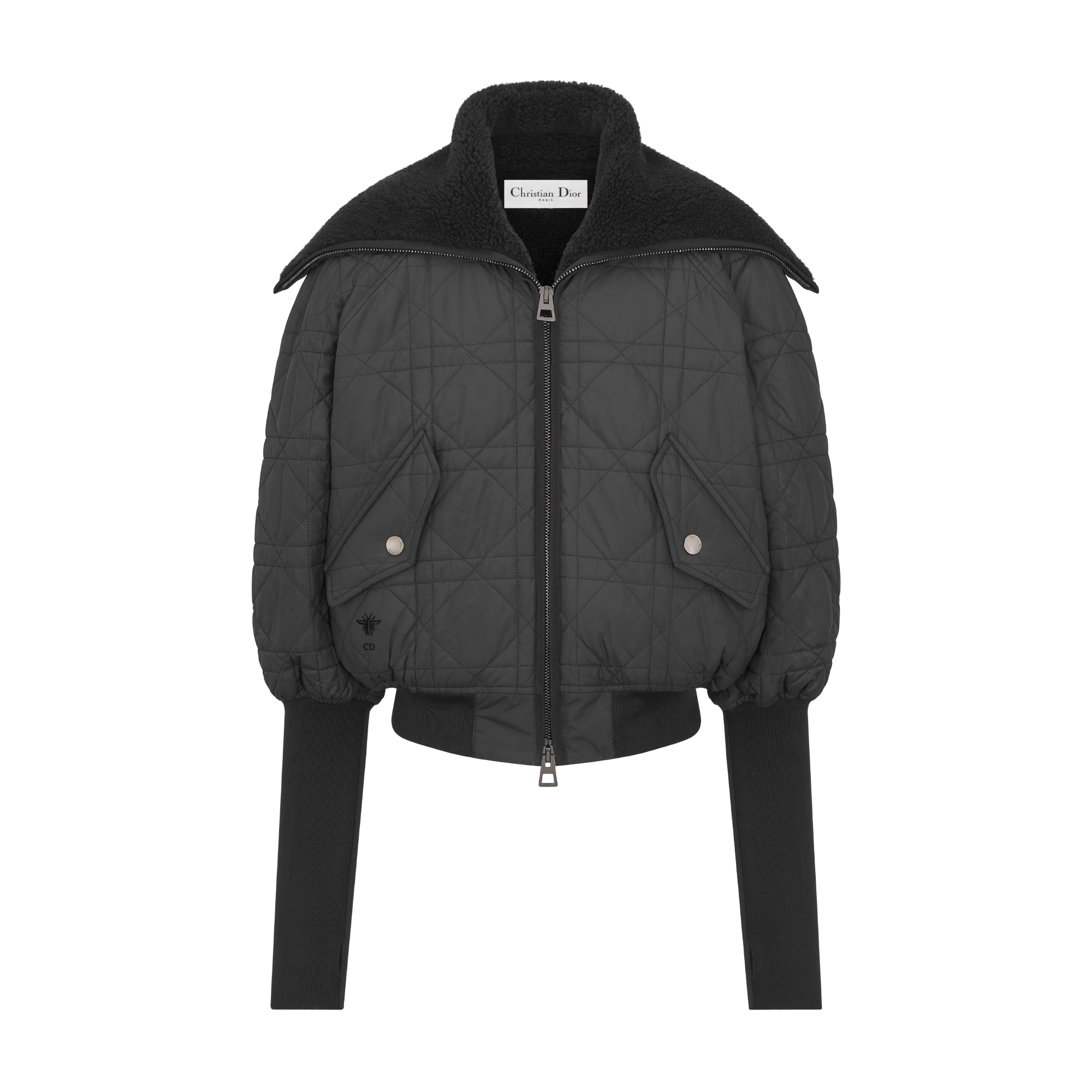 Macrocannage Jacket Black Quilted Technical Taffeta | DIOR