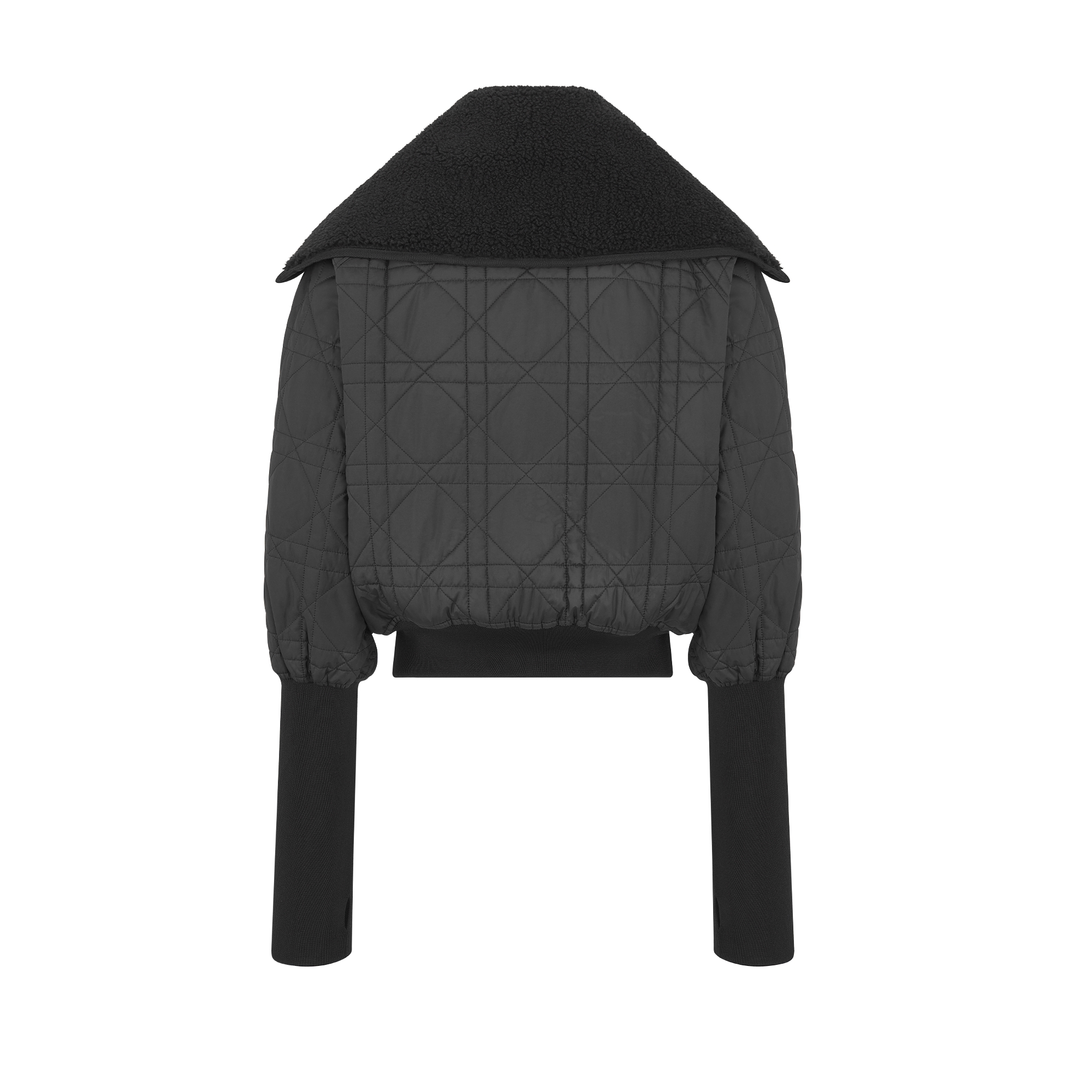 Macrocannage 大籐格紋外套 黑色絎縫科技塔夫塔綢 E08