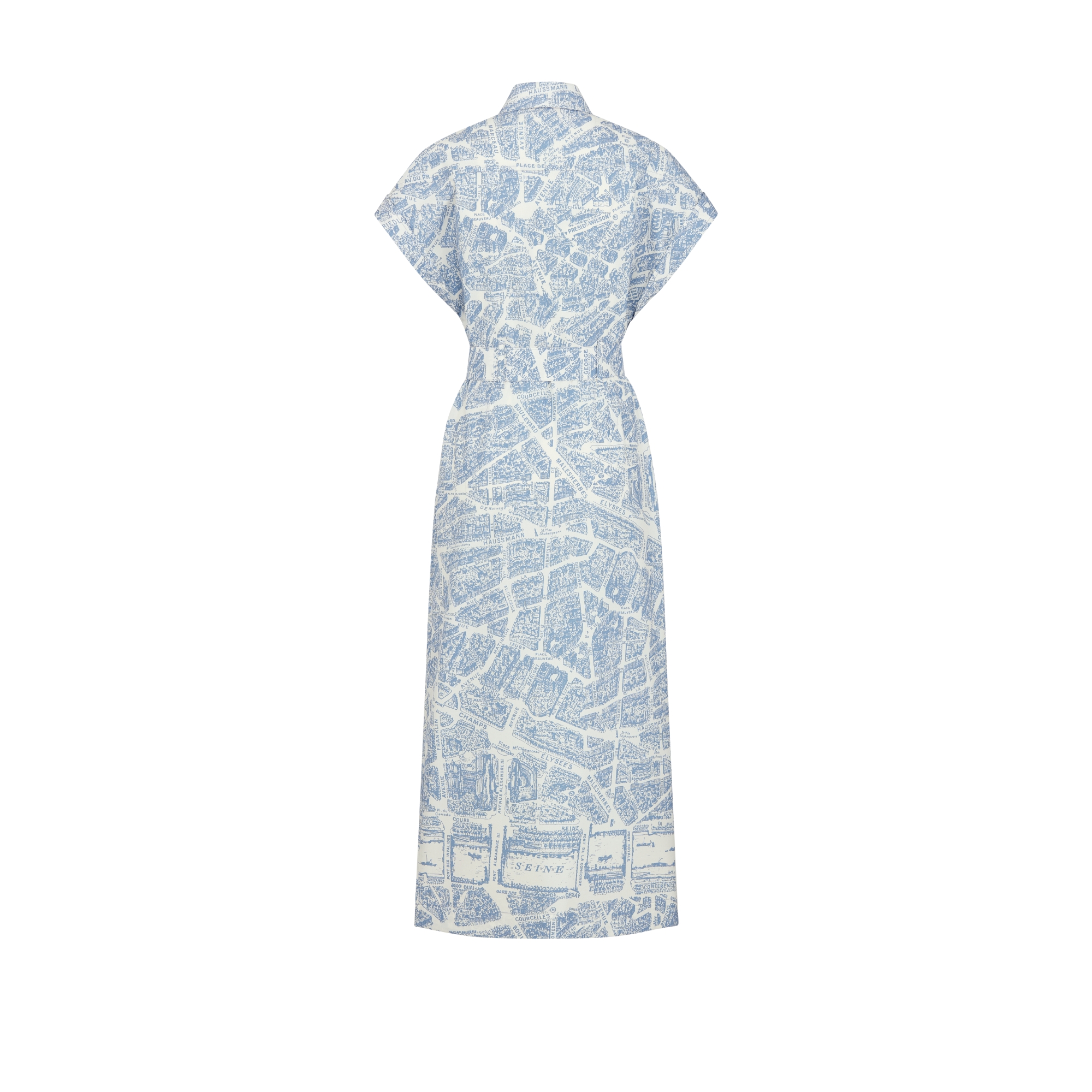 ベルト付き ミディ シャツドレス Plan de Paris コットン & シルク ポプリン E08