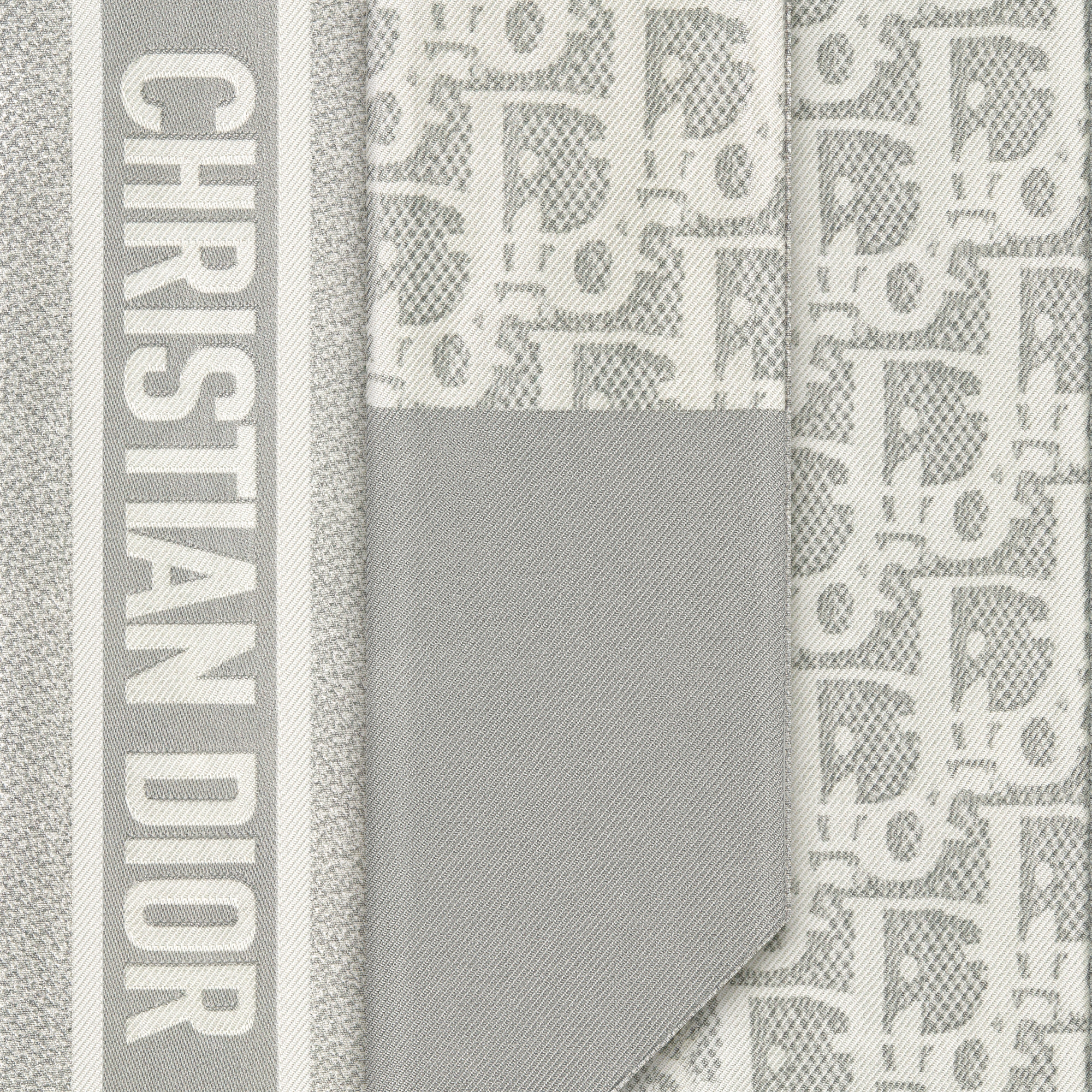 Dior Oblique Natte Mitzah Scarf Gray Silk Twill E09