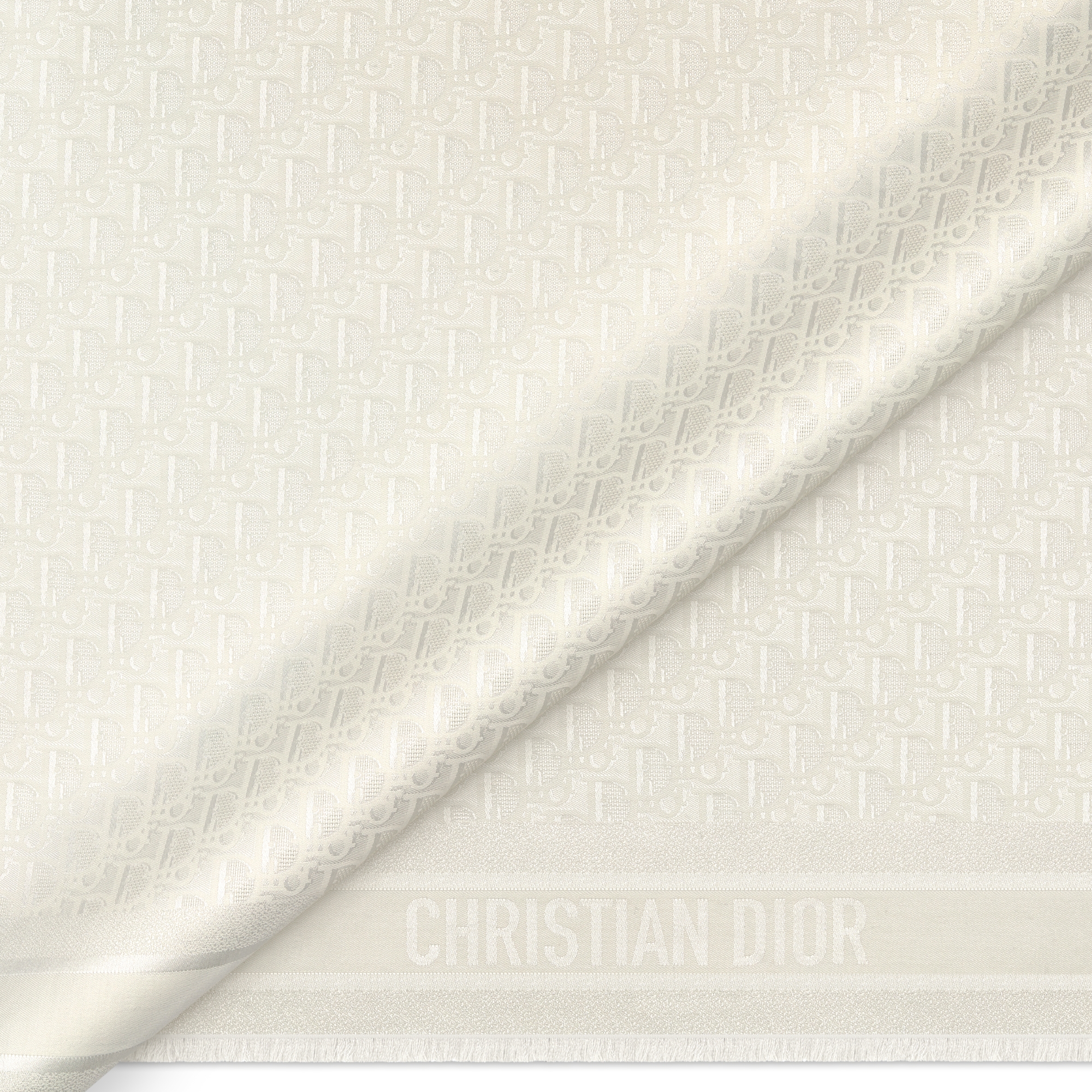 Dior Oblique-sjaal Ivoorkleurig kasjmier en zijde E09