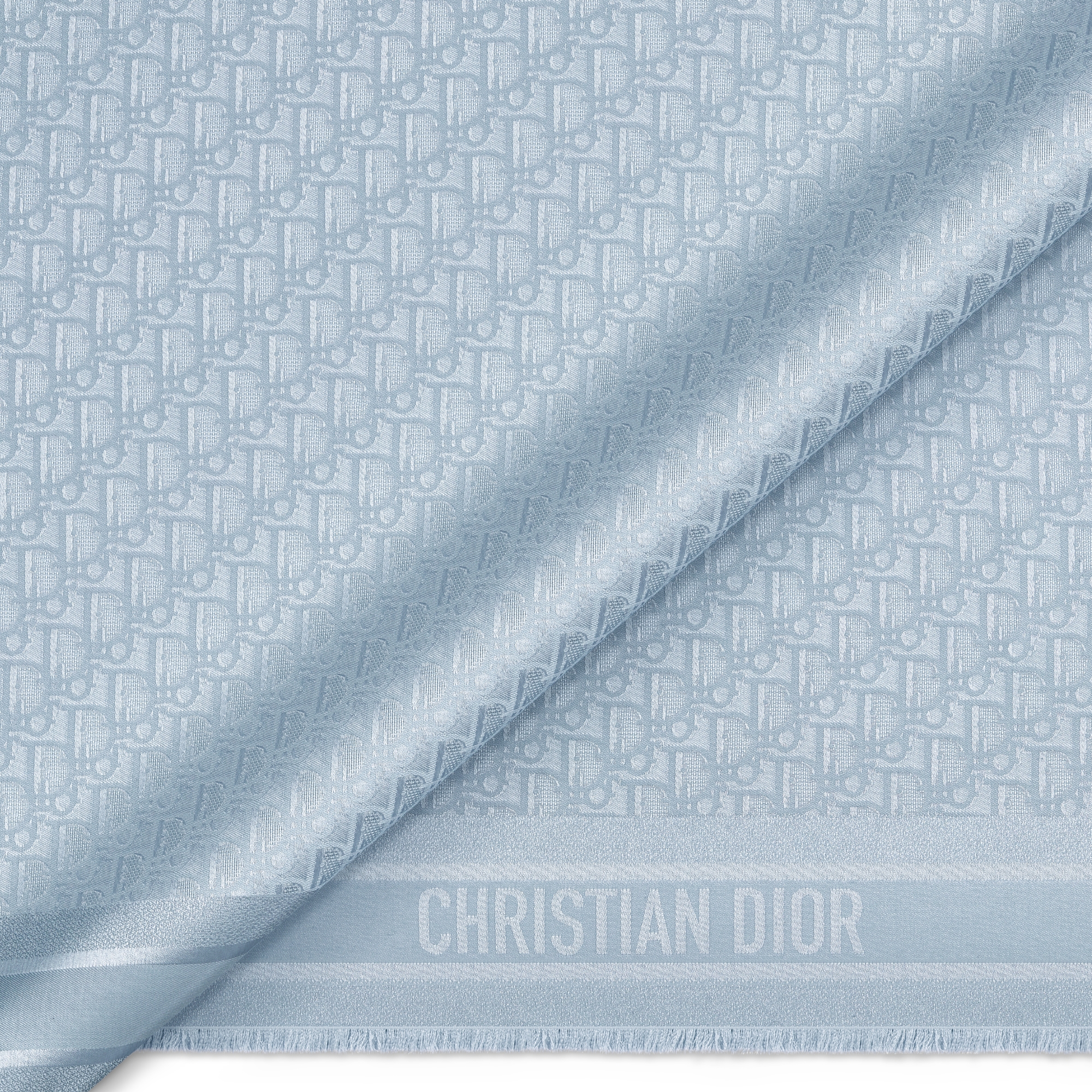 Châle Dior Oblique Jacquard de cachemire et soie bleus E09