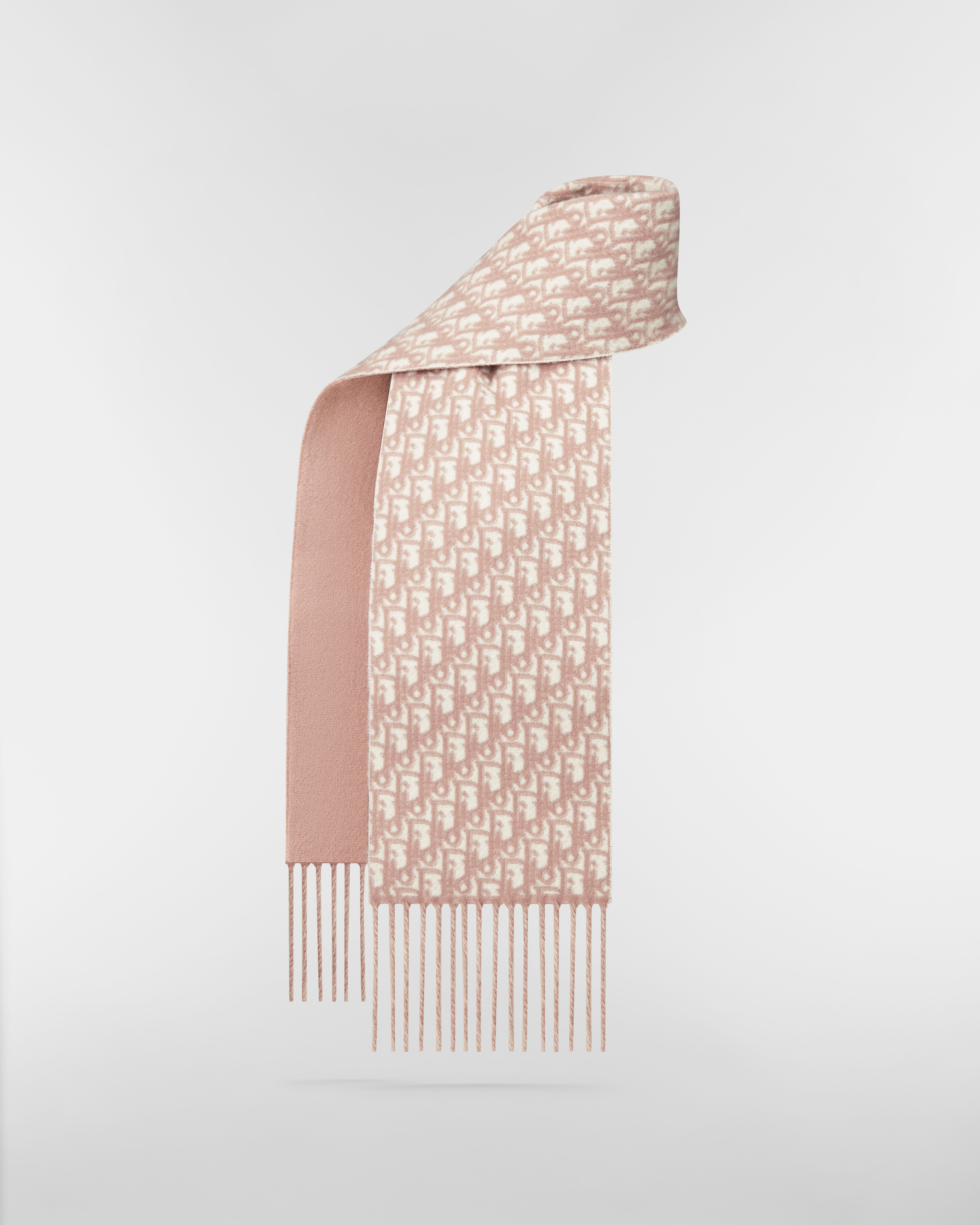 Dior 印花围巾 玫瑰粉色山羊绒面料 Oblique 印花 E01