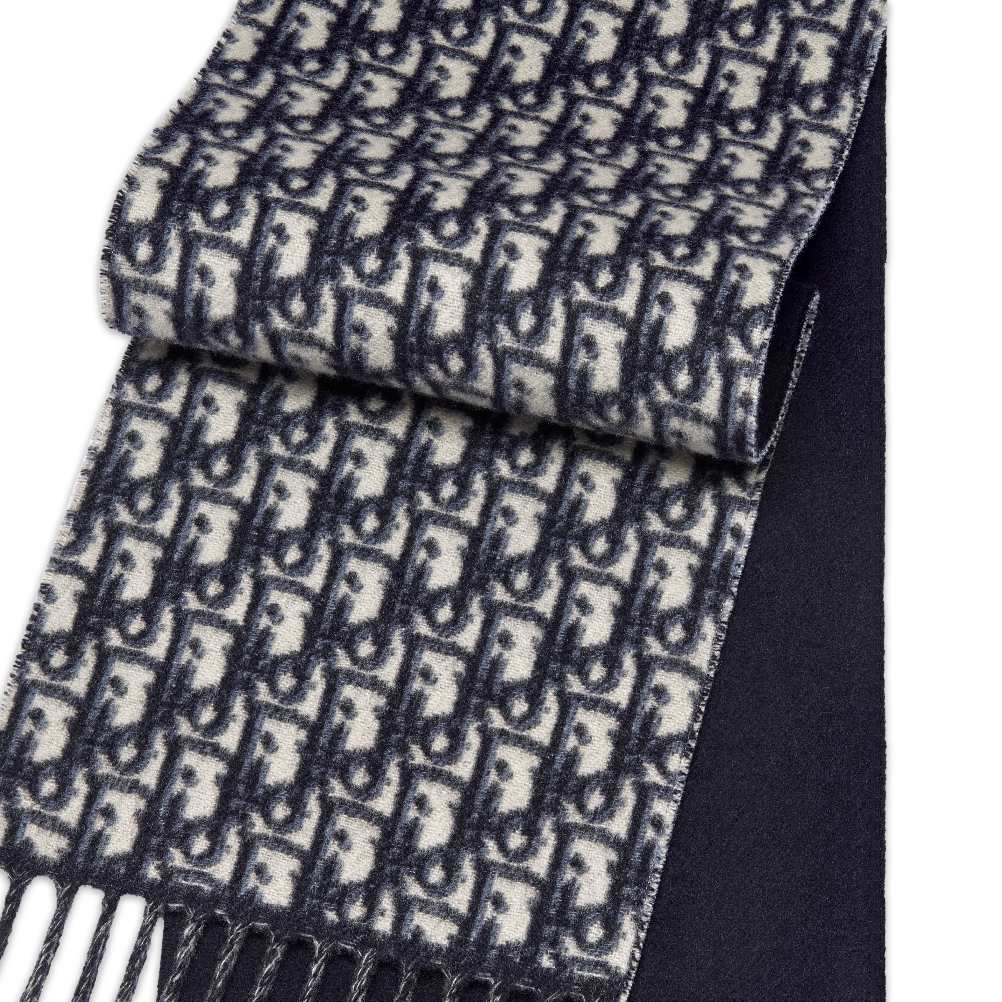 Dior Oblique 圍巾 海軍藍喀什米爾羊絨 E09