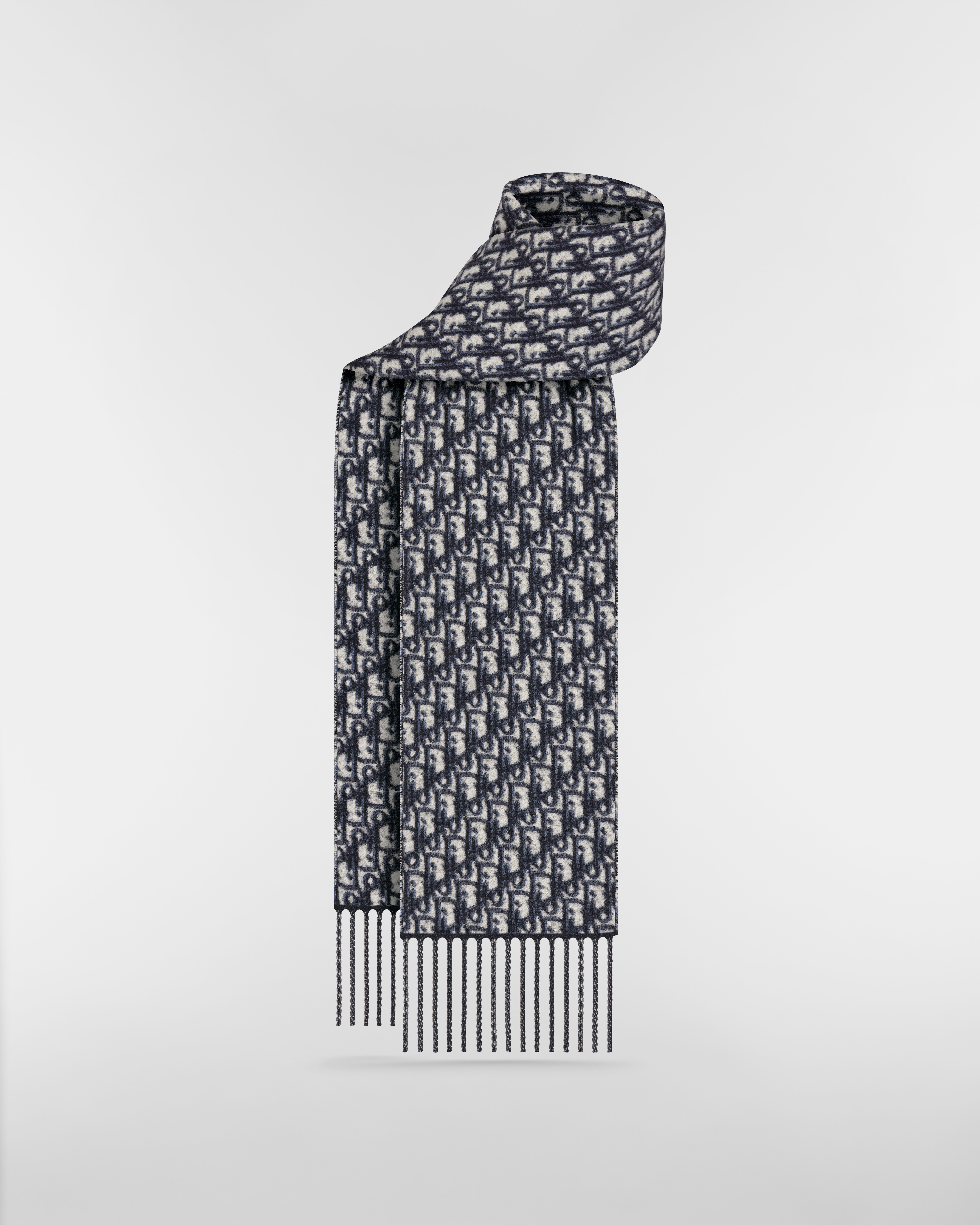 Dior Oblique Scarf Navy Blue Cashmere E01