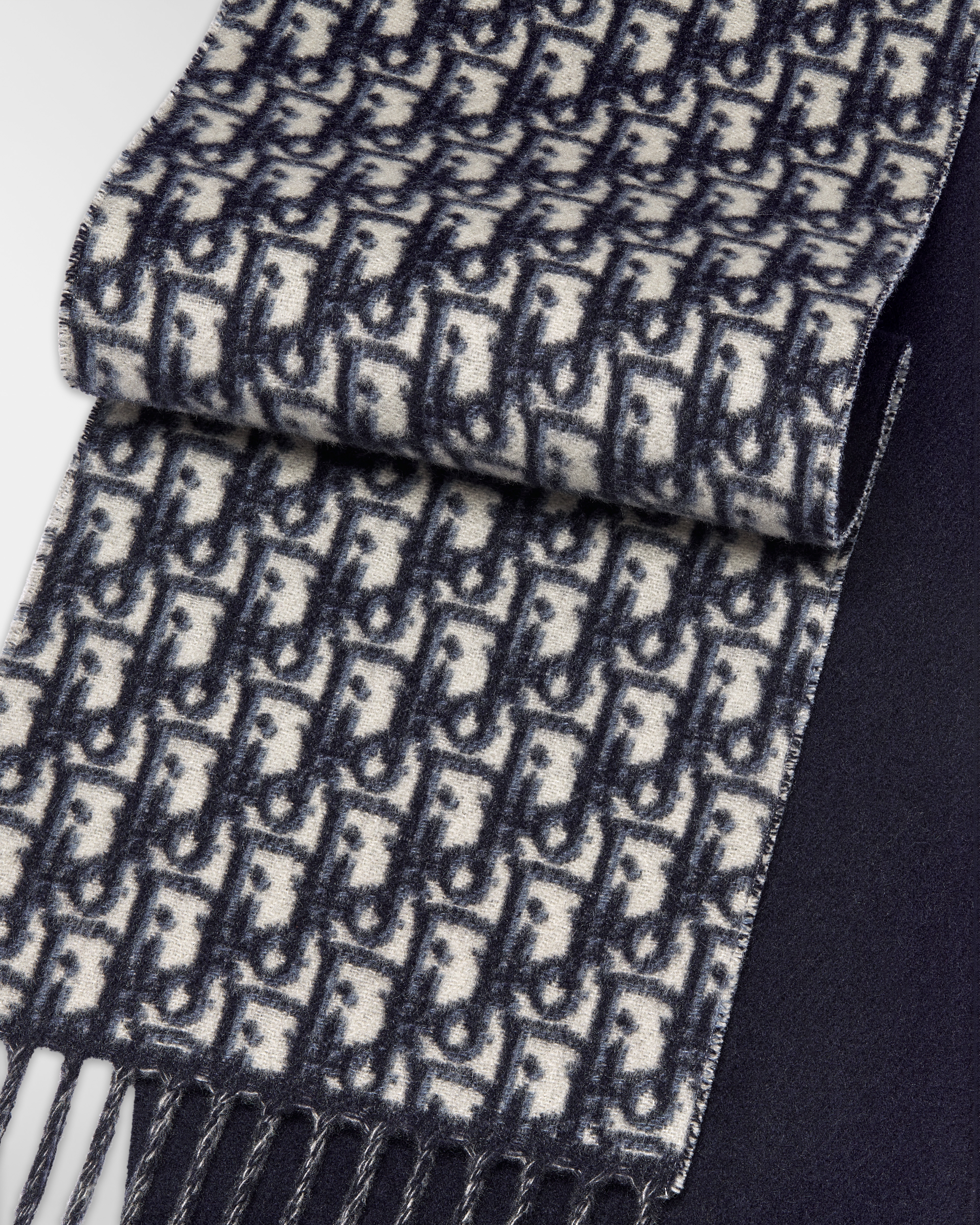 Dior Oblique Scarf Navy Blue Cashmere E09