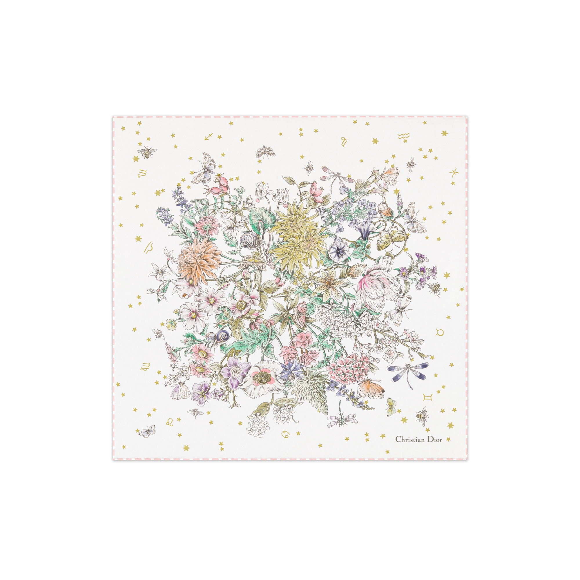 Dior Zodiac Flowers 55 スクエアスカーフ シルクツイル E01