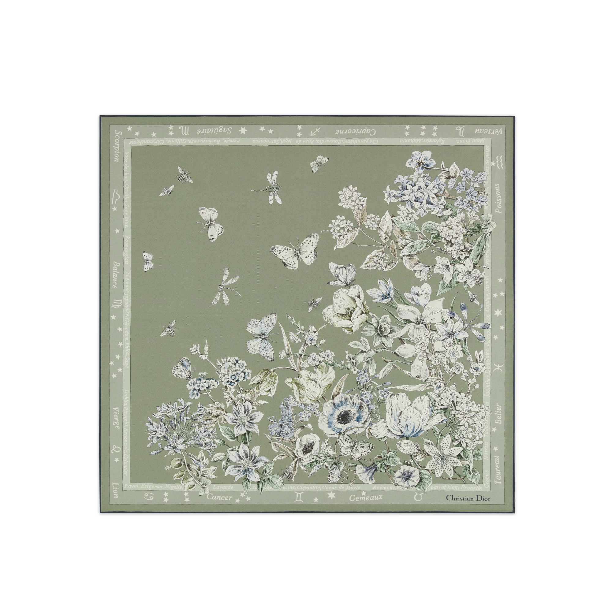 Christian Dior フラワープリント スカーフ クリスチャンディオール ディオール ミッツァ 花柄 スカーフ 100