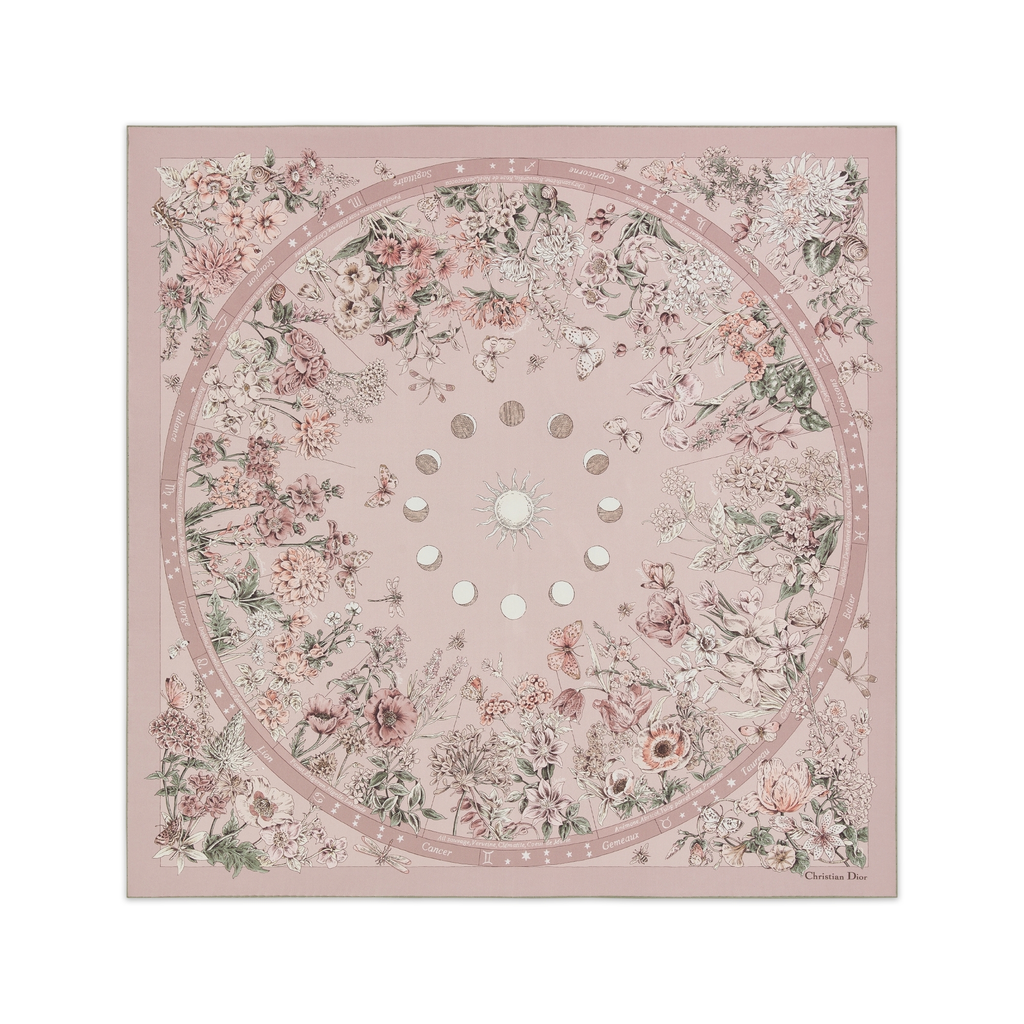 Dior Astral Flowers 90 スクエアスカーフ シルクツイル E01