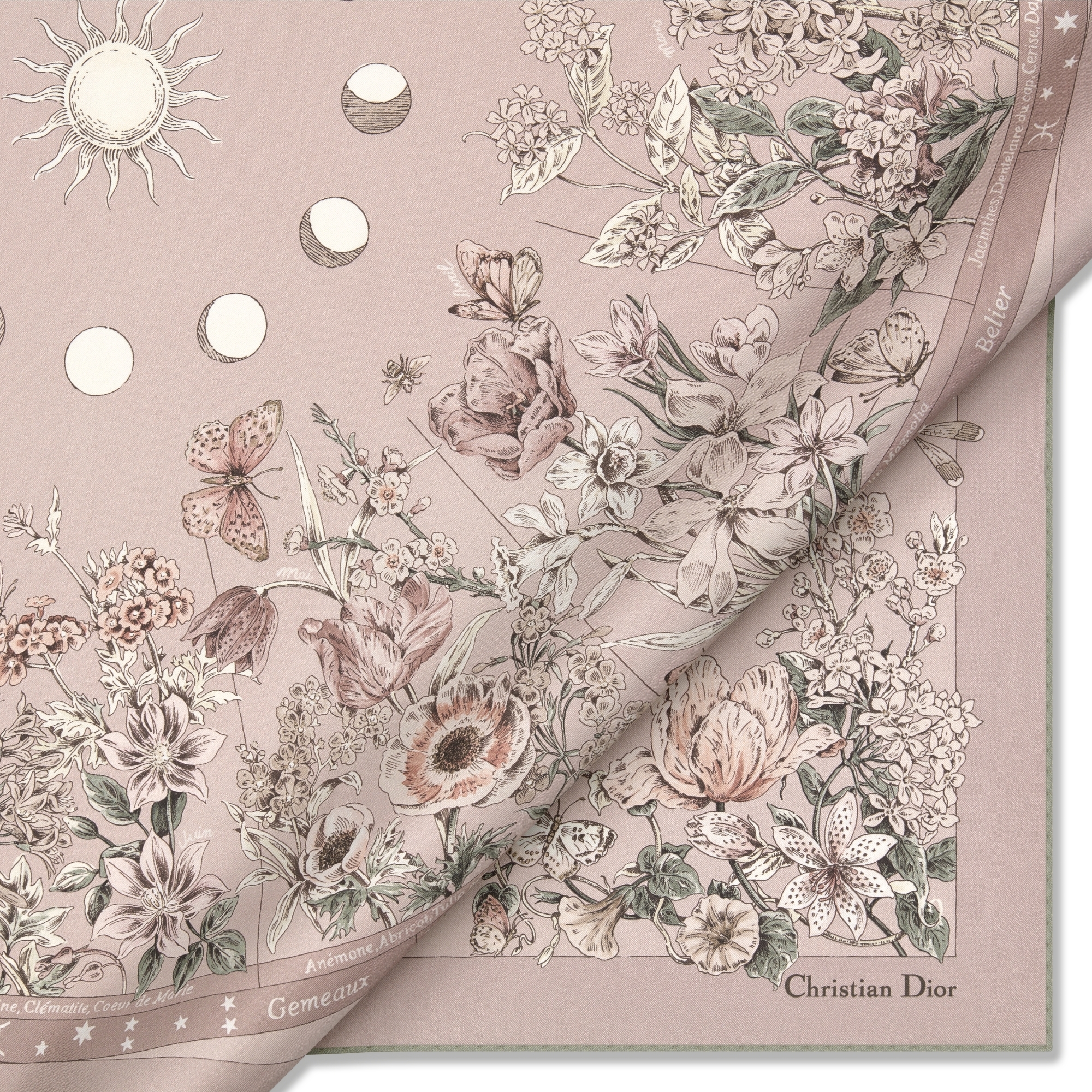 Dior Astral Flowers 90 スクエアスカーフ シルクツイル E09