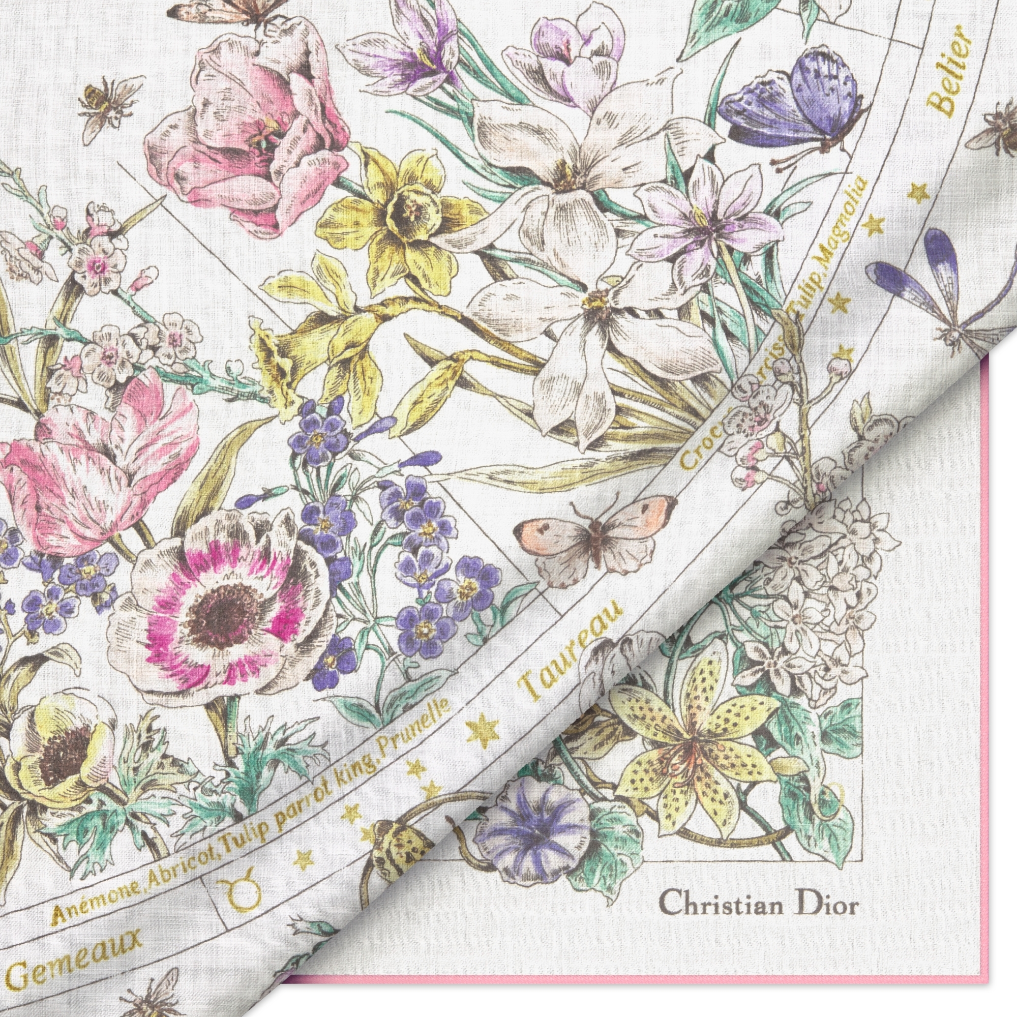 Dior Astral Flowers Shawl White Multicolor Cashmere E09