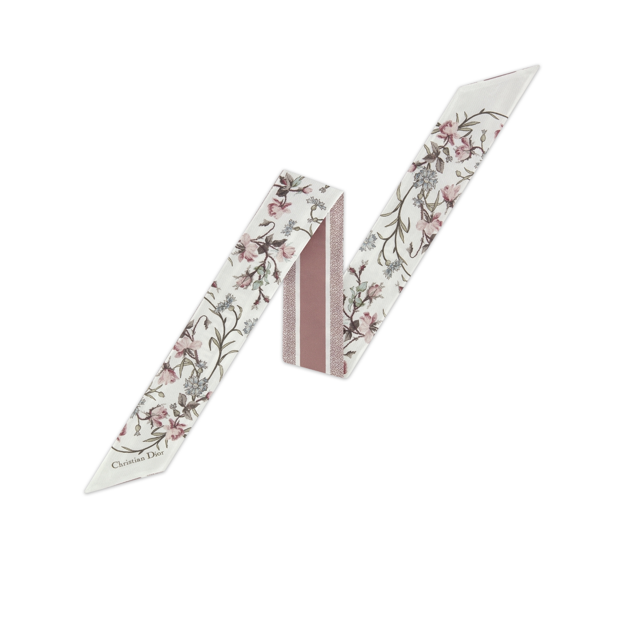 Lumière de Rose Mitzah Scarf White and Pink Silk Twill | DIOR
