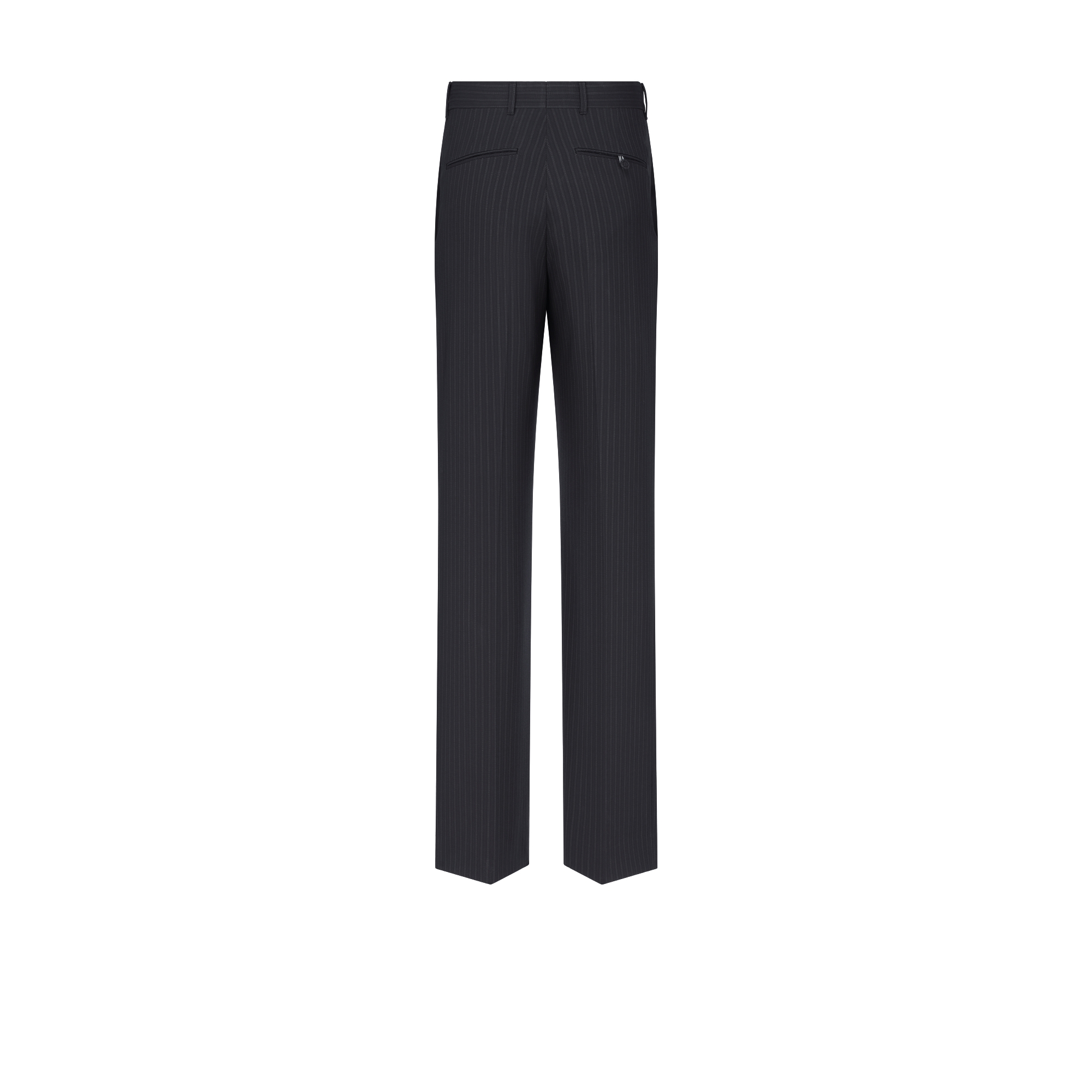 Tailored Straight Pants Black Striped Wool E08
