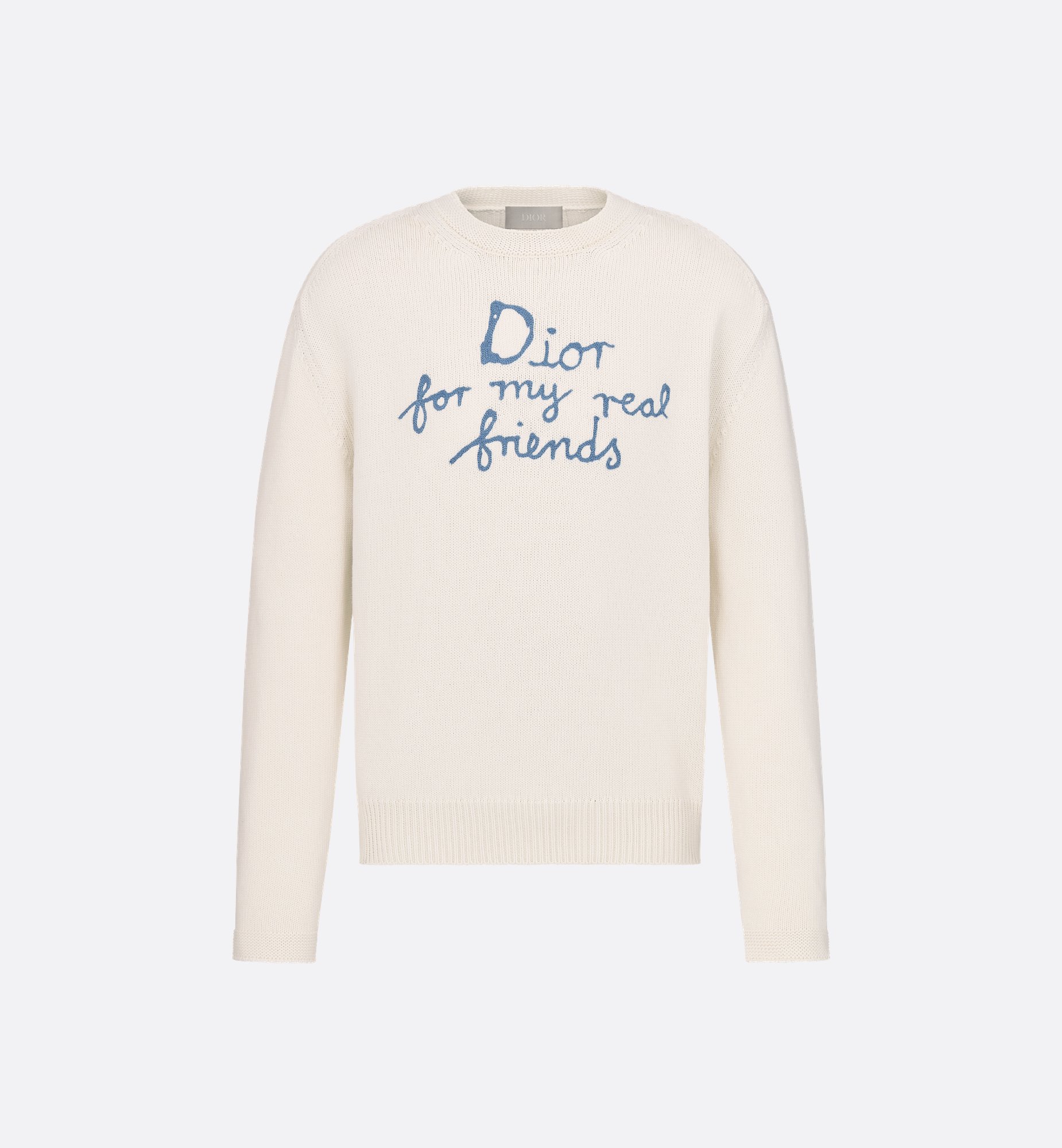 Dior Oblique Sweater White and Blue Virgin Wool Jacquard | DIOR Dior Oblique Sweater White and Blue Virgin Wool Jacquard | DIOR
