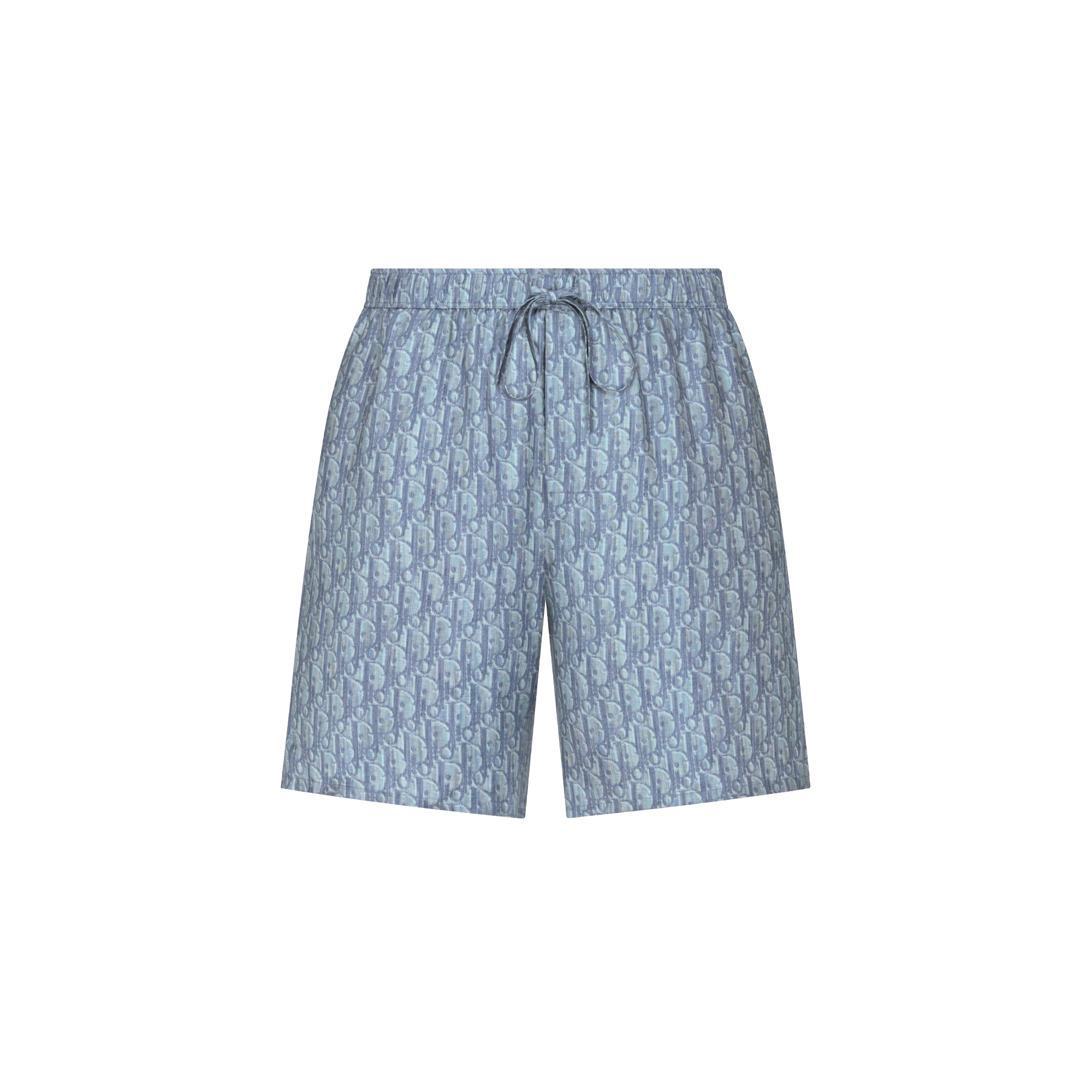 Korte broek met Dior Oblique-motief Blauwe zijden keperstof E01