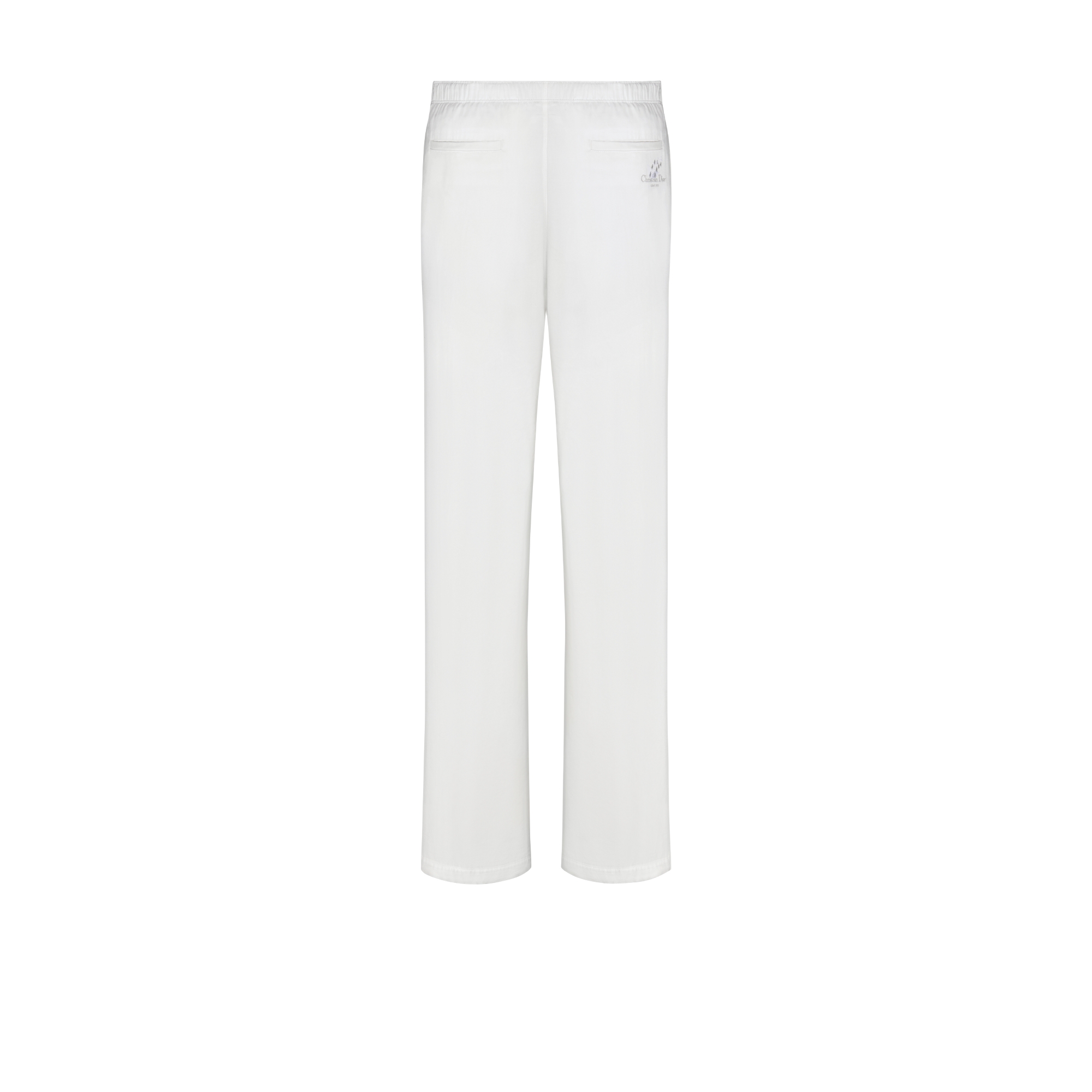 Pants with Christian Dior Couture Lily of the Valley Embroidery White Cotton Gabardine E08