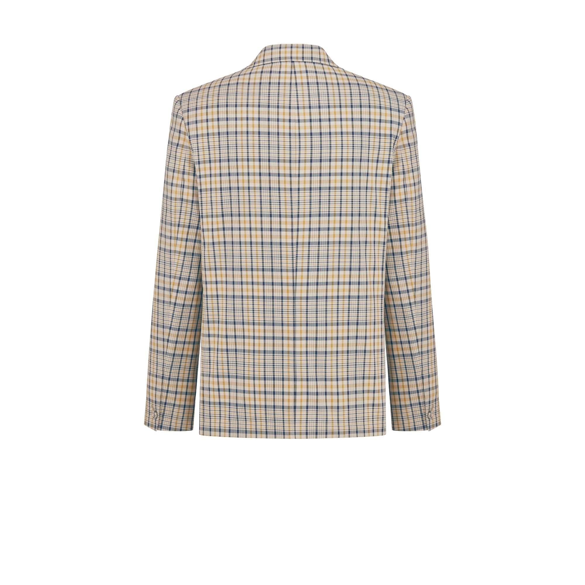 Jacket with CD Diamond Embroidery Beige Tartan Cotton Blend E08