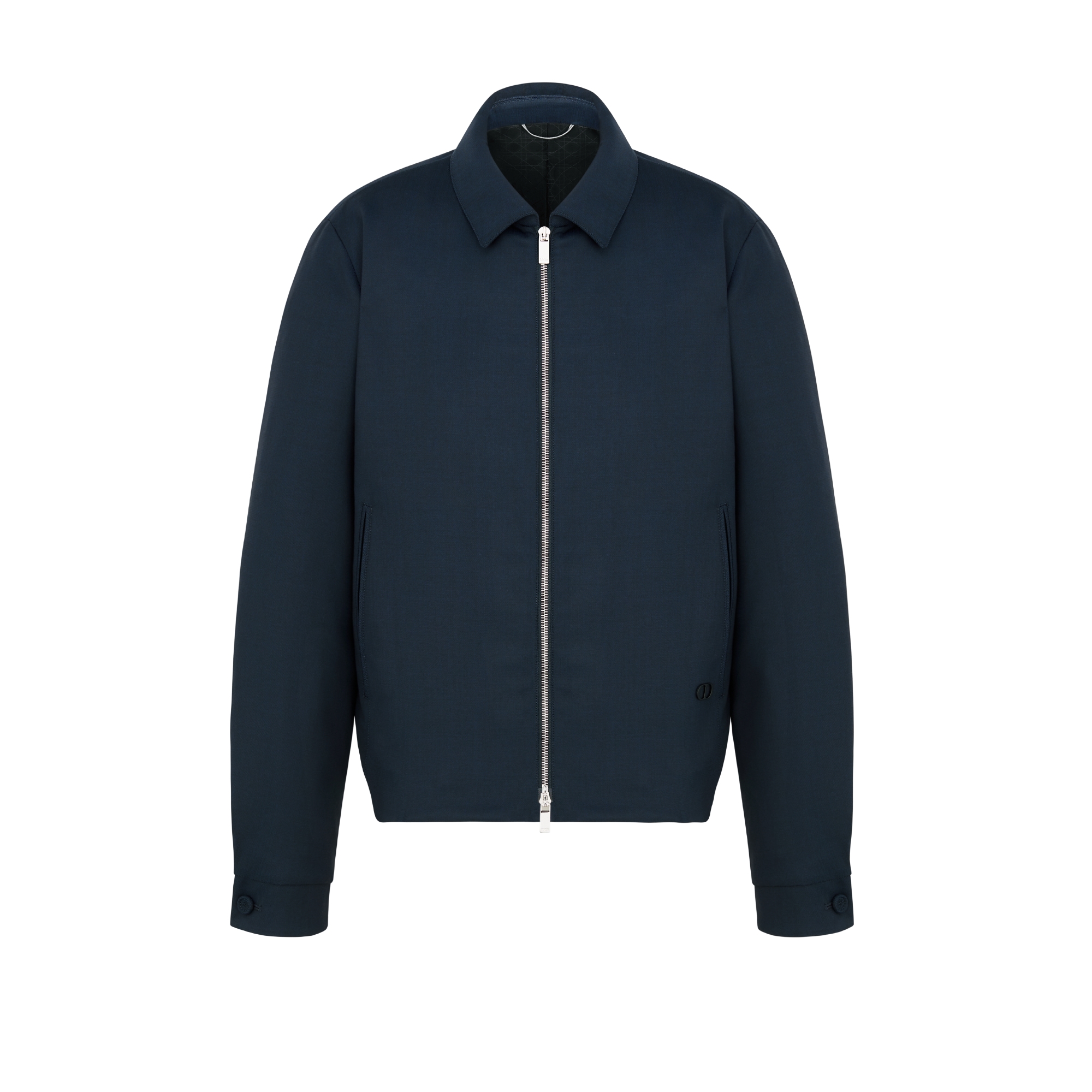 Zipped Jacket Navy Blue Virgin Wool Blend E01
