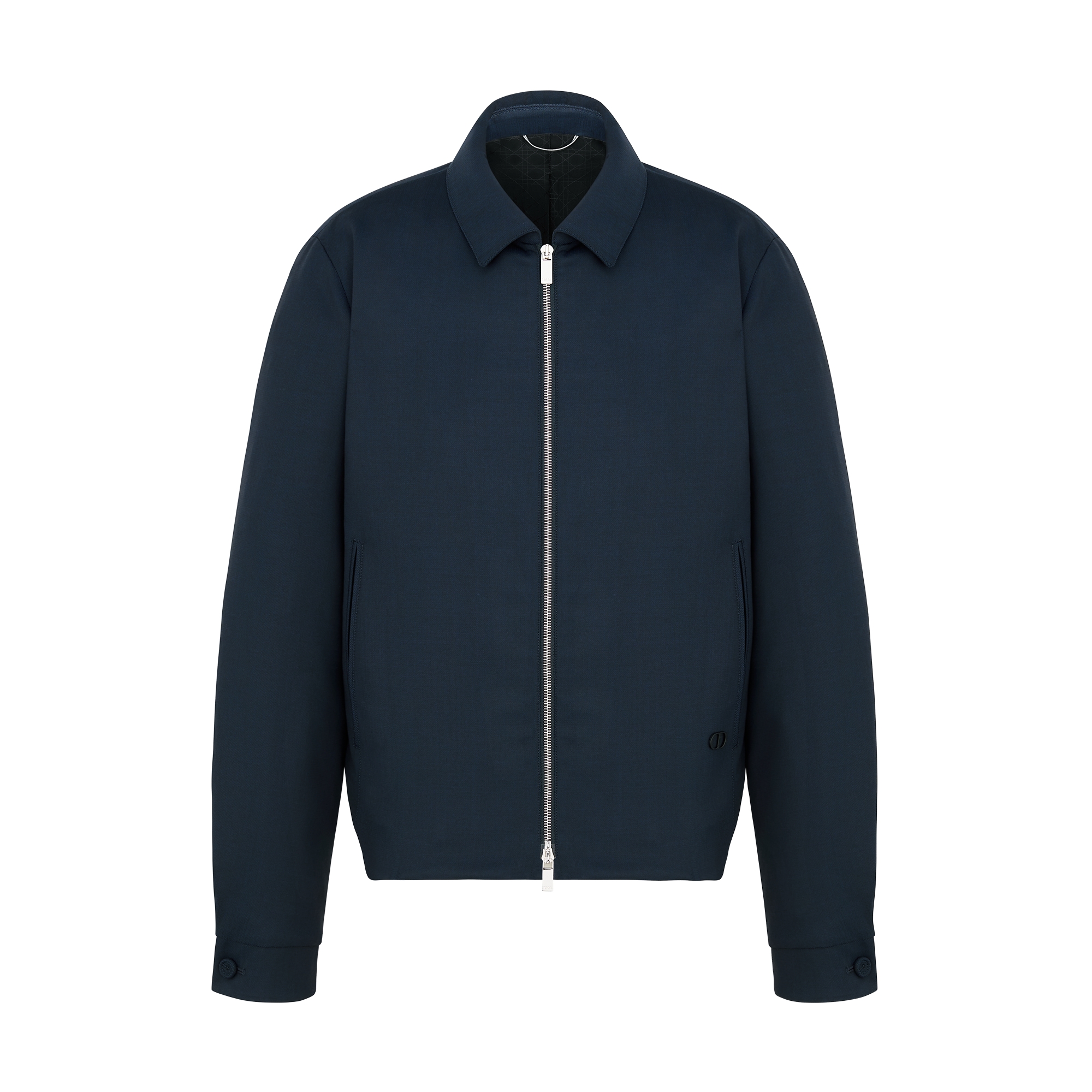 Christian Diorネイビー ジップアップ　ブルゾン　 ジャケット Zipped Jacket Navy Blue Virgin Wool Blend | DIOR