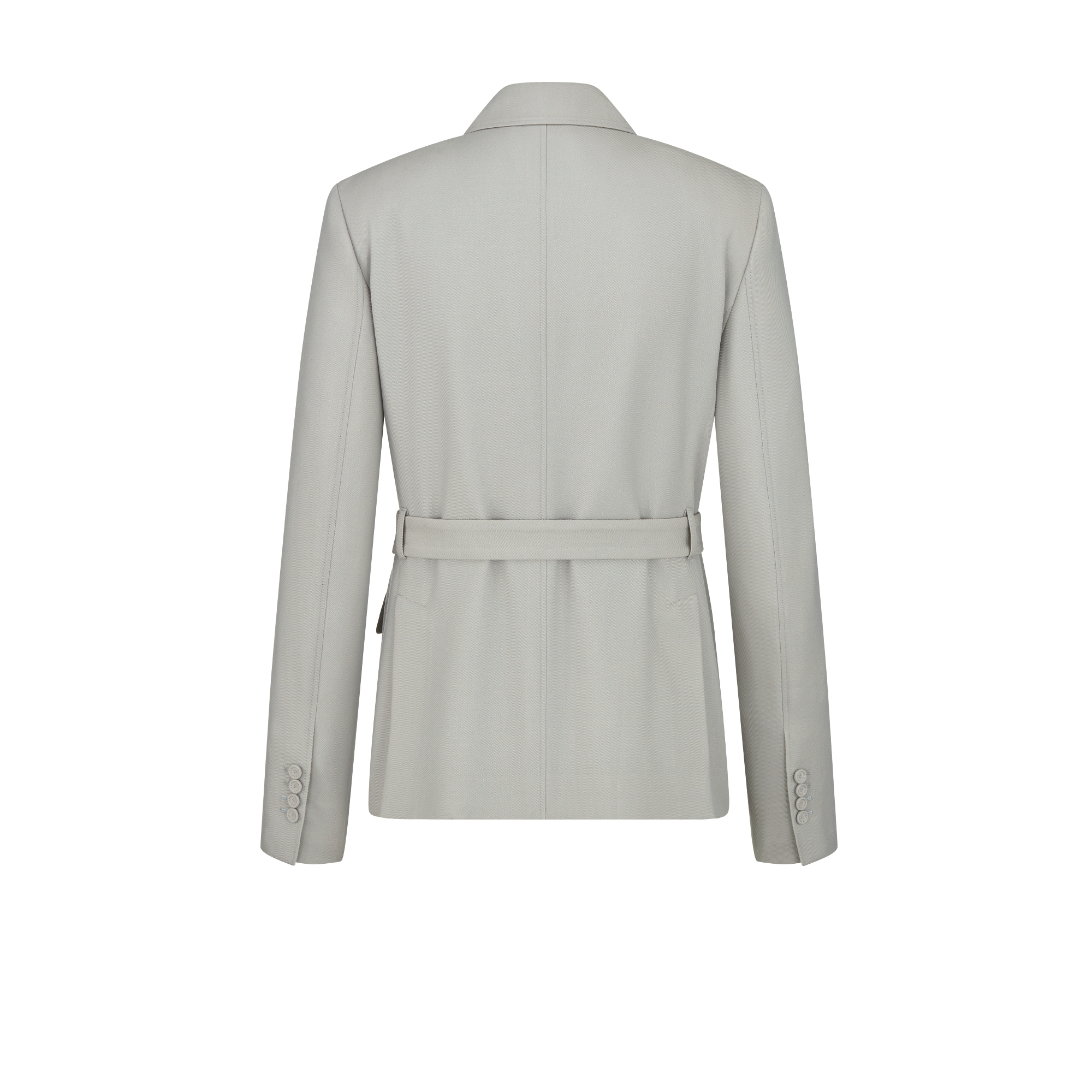 Belted Jacket Gray Wool Twill E08