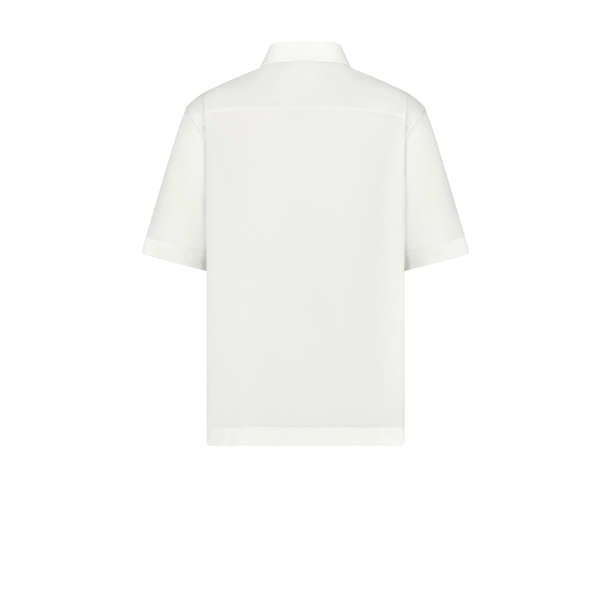 Polo Shirt with CD Diamond Embroidery White Cotton-Blend Twill E08