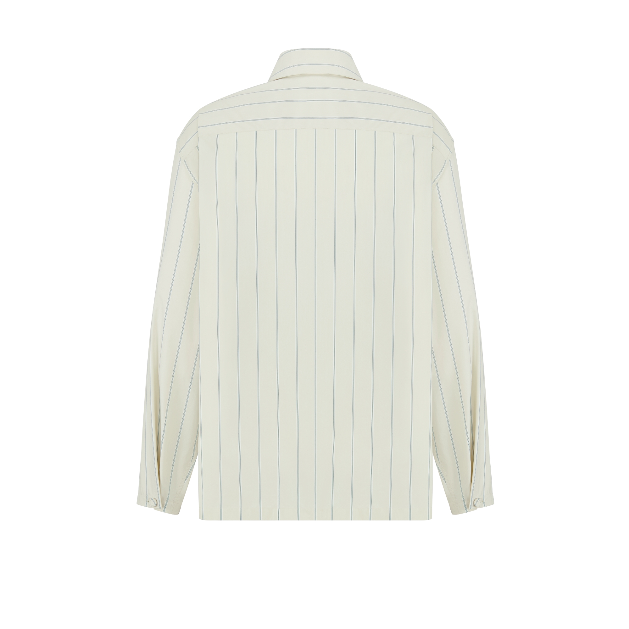 Shirt with Christian Dior Couture Embroidery Beige Striped Cotton-Blend Poplin E08