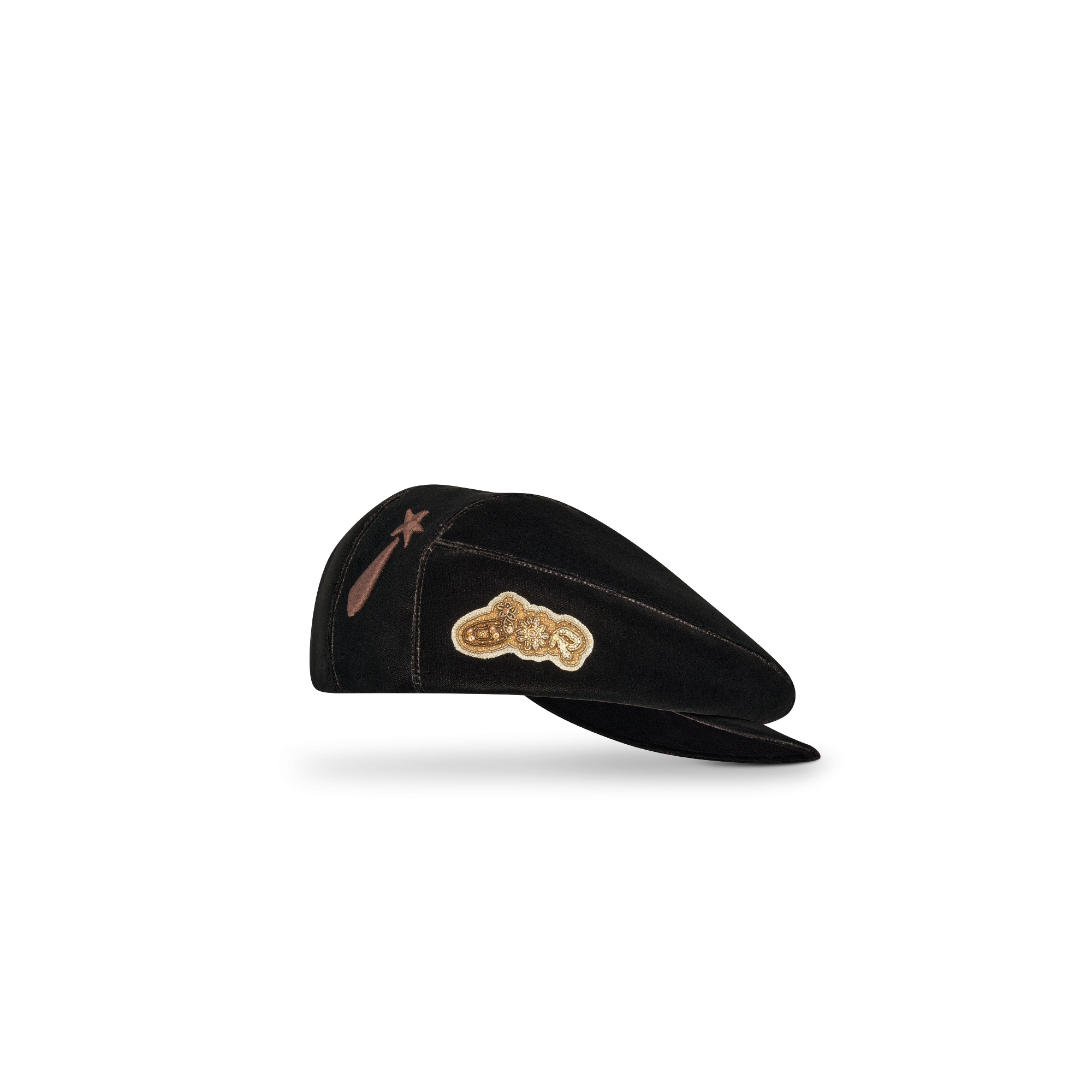 DIOR AND LEWIS HAMILTON 플랫 캡 브라운 벨벳 E03