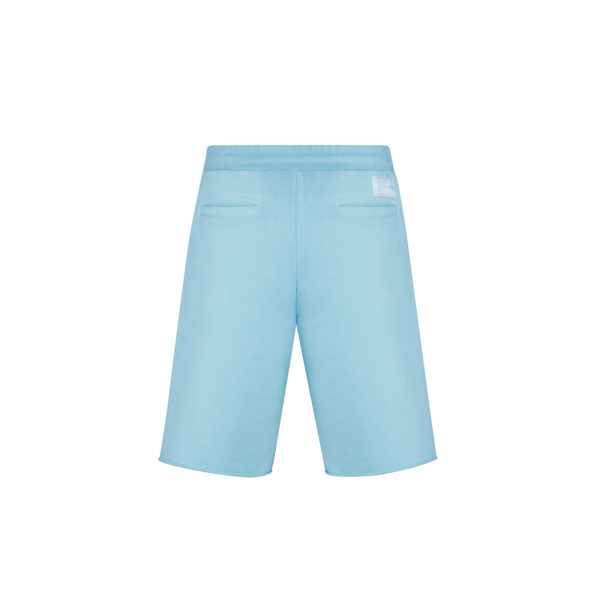 DIOR AND LEWIS HAMILTON Bermuda Shorts Sky Blue Slub Cotton Fleece E08